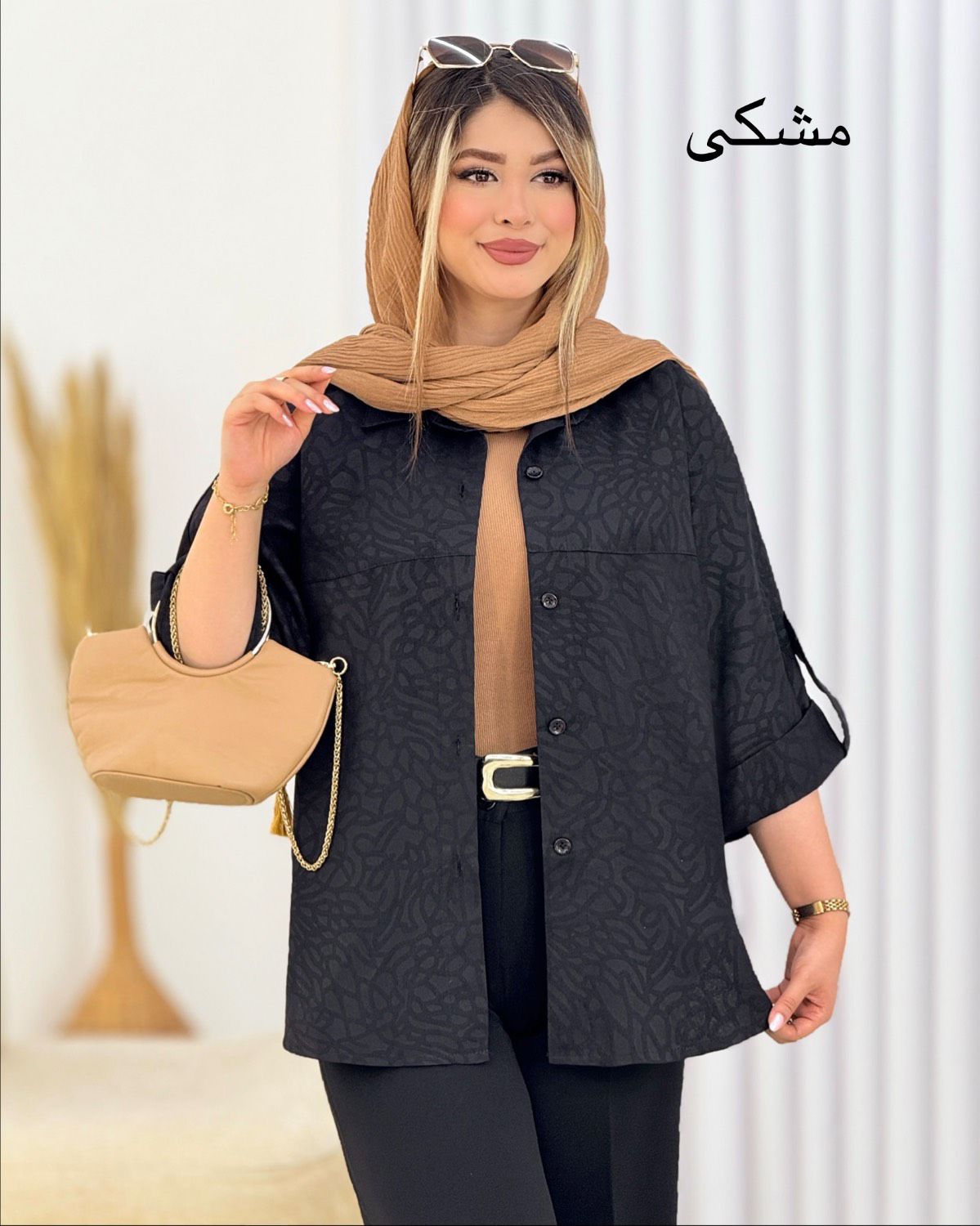 شومیز طرحدار آستین پاگون کد i748