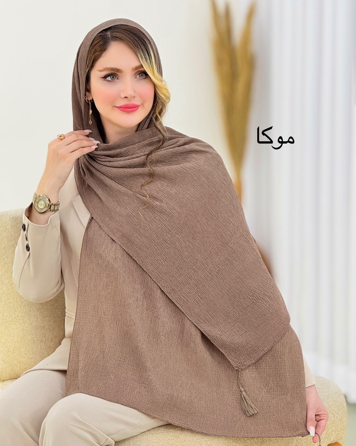 شال لمه دار رنگی کریشه کد i856