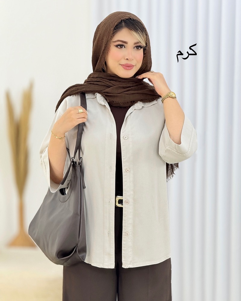 شومیز کتان سیلک هلال‌دار کد i464