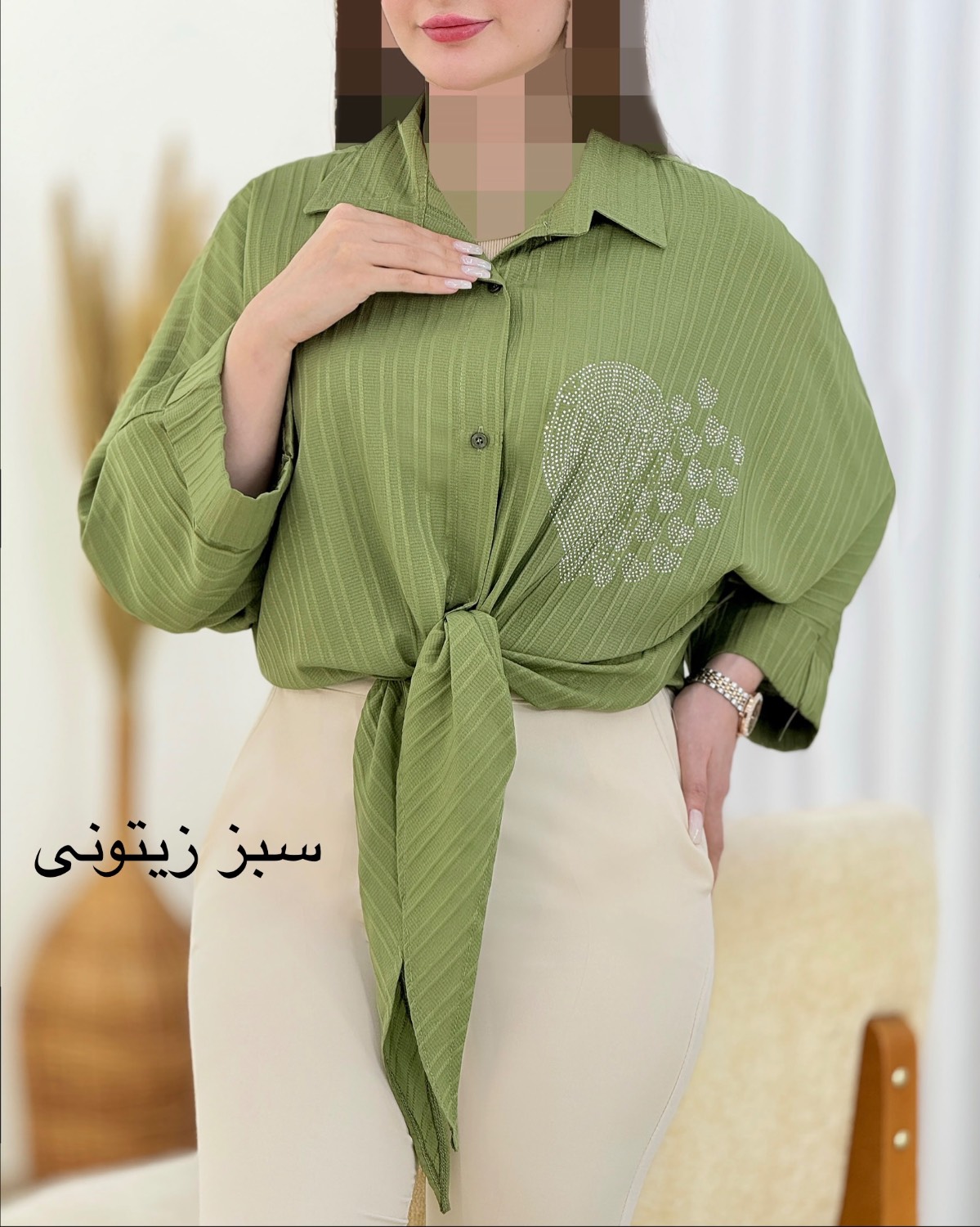 شومیز جلو گره نگین دار کد i445