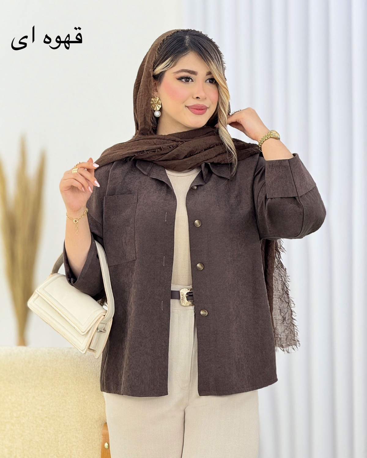 شومیز مانتویی تک جیب پری کد i763