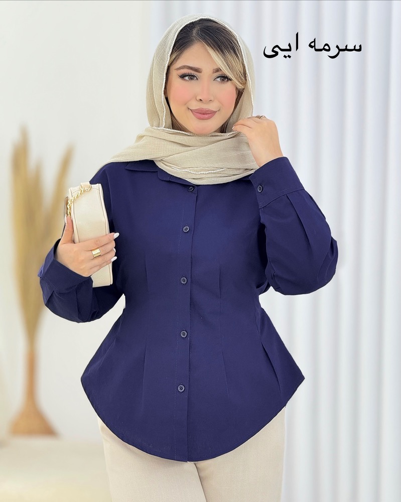 شومیز لینن کمرکش کد i699
