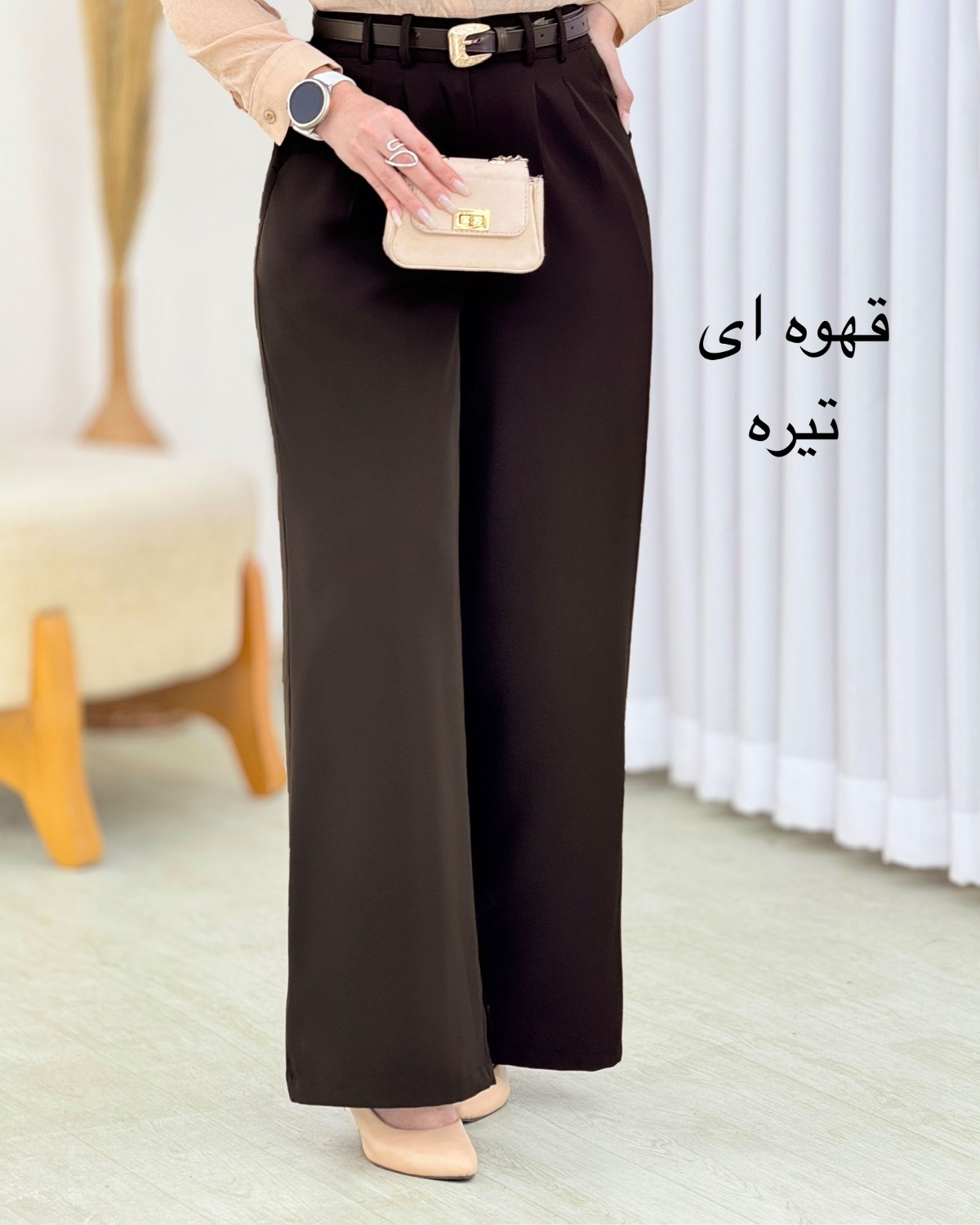 شلوار فول بگ کرپ پیل‌دار کد i834