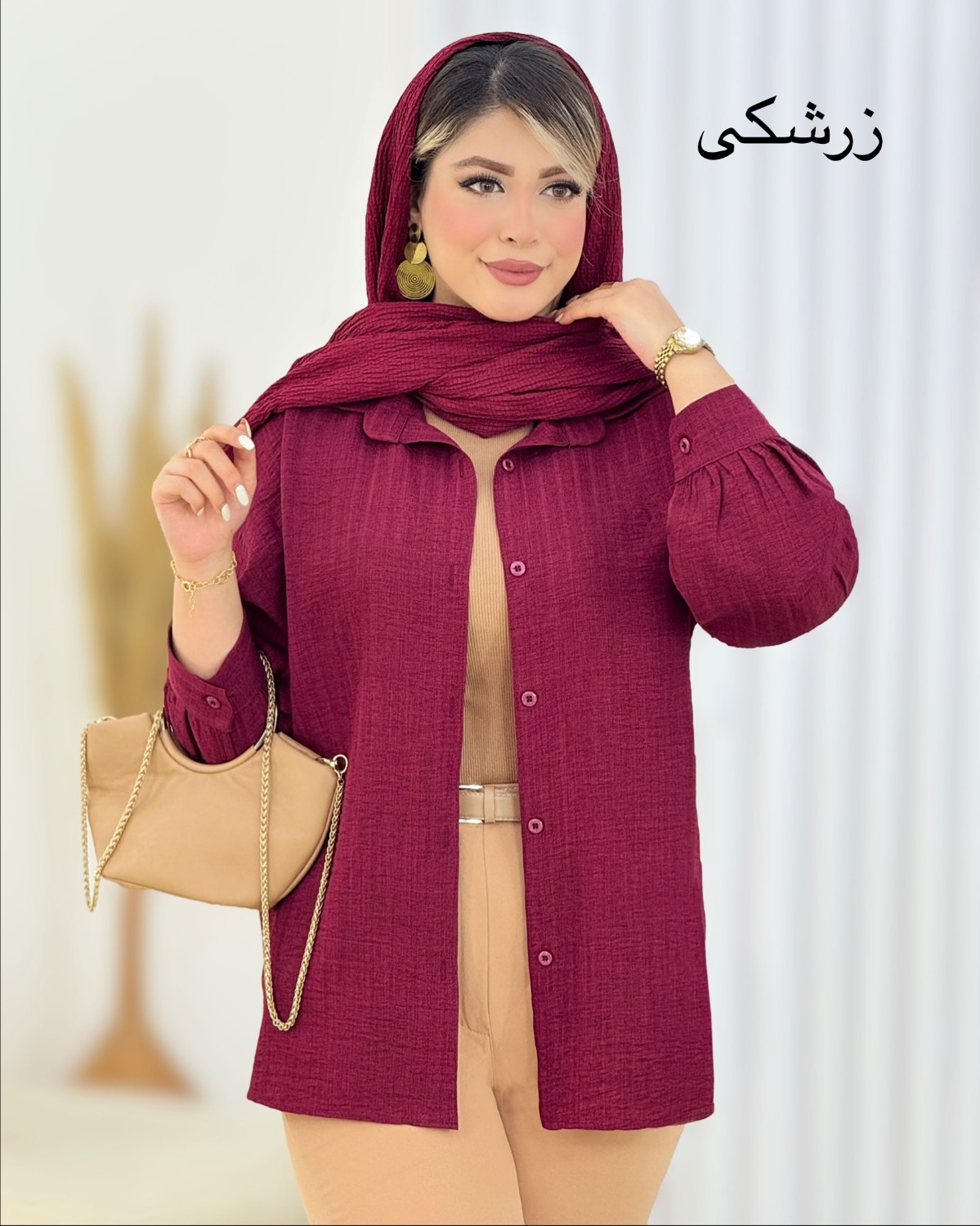 شومیز دکمه‌دار شانتون ژاکارد کد i667