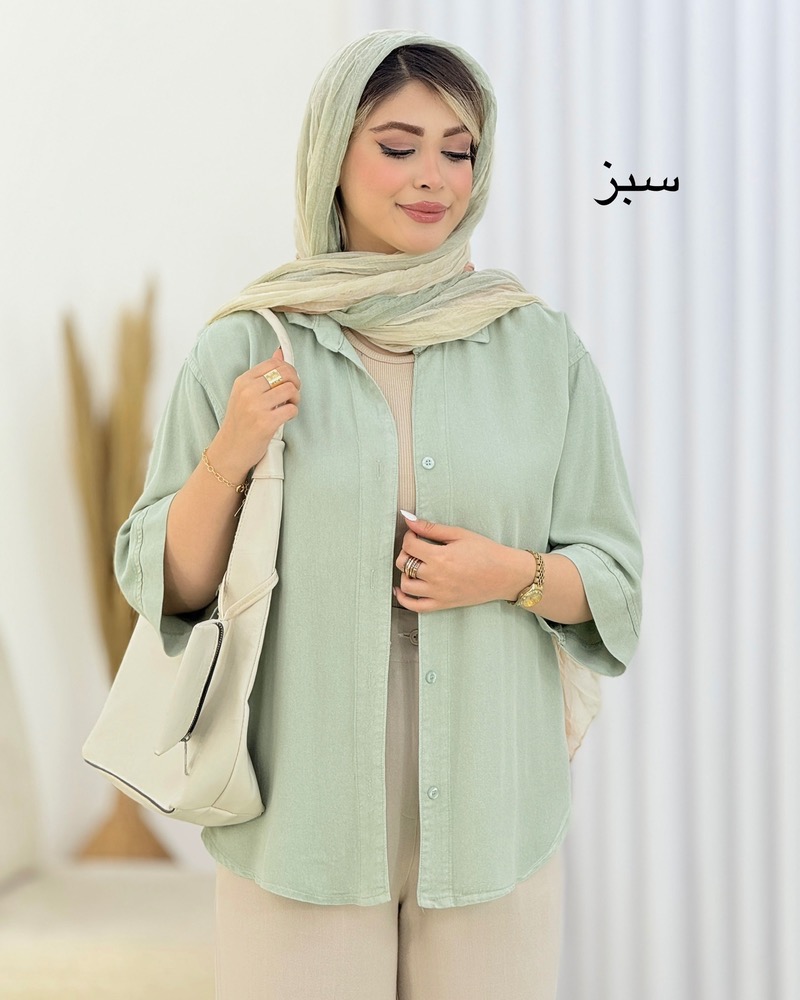 شومیز کتان سیلک هلال‌دار کد i464