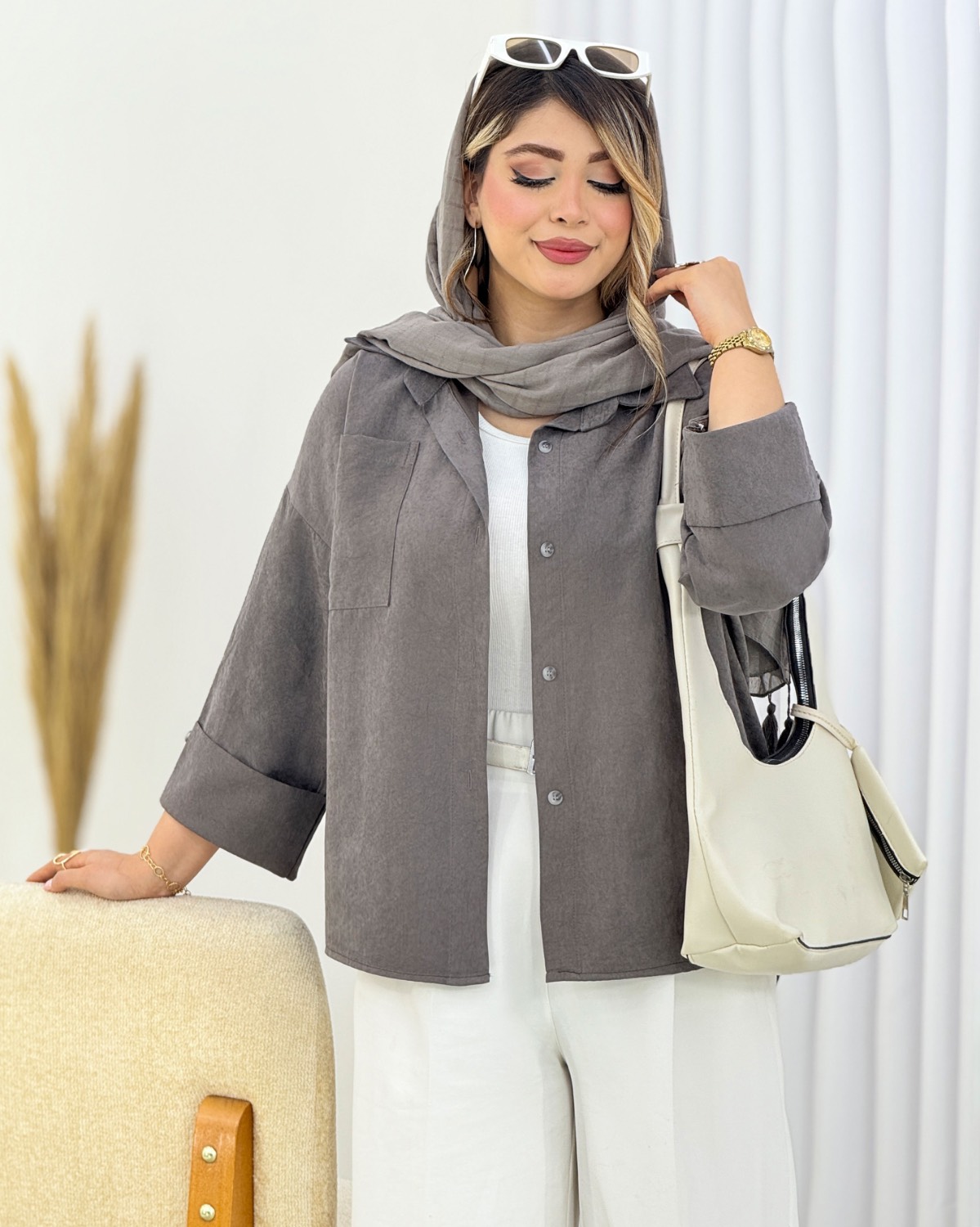 شومیز مانتویی تک جیب پری کد i763