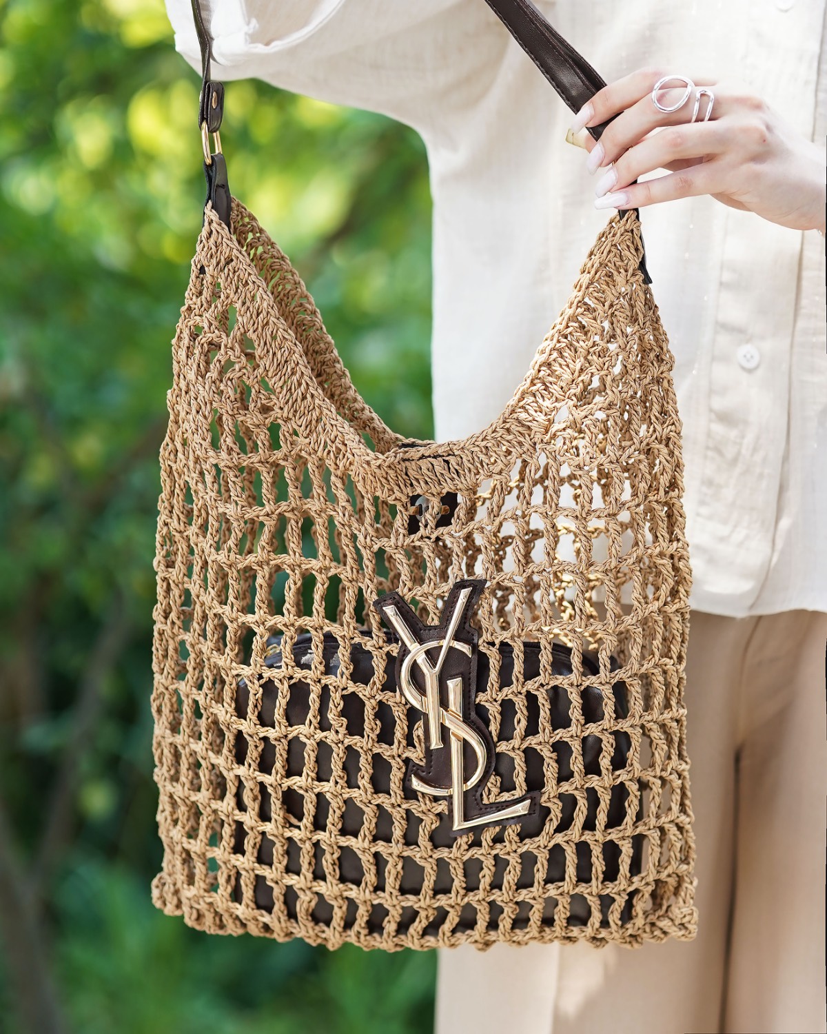 کیف دو تکه رافیا ایو سن لوران (YSL) کد i828