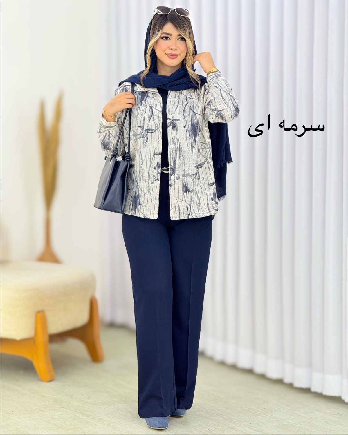 ست شومیز شلوار طرحدار چاپی کد i843