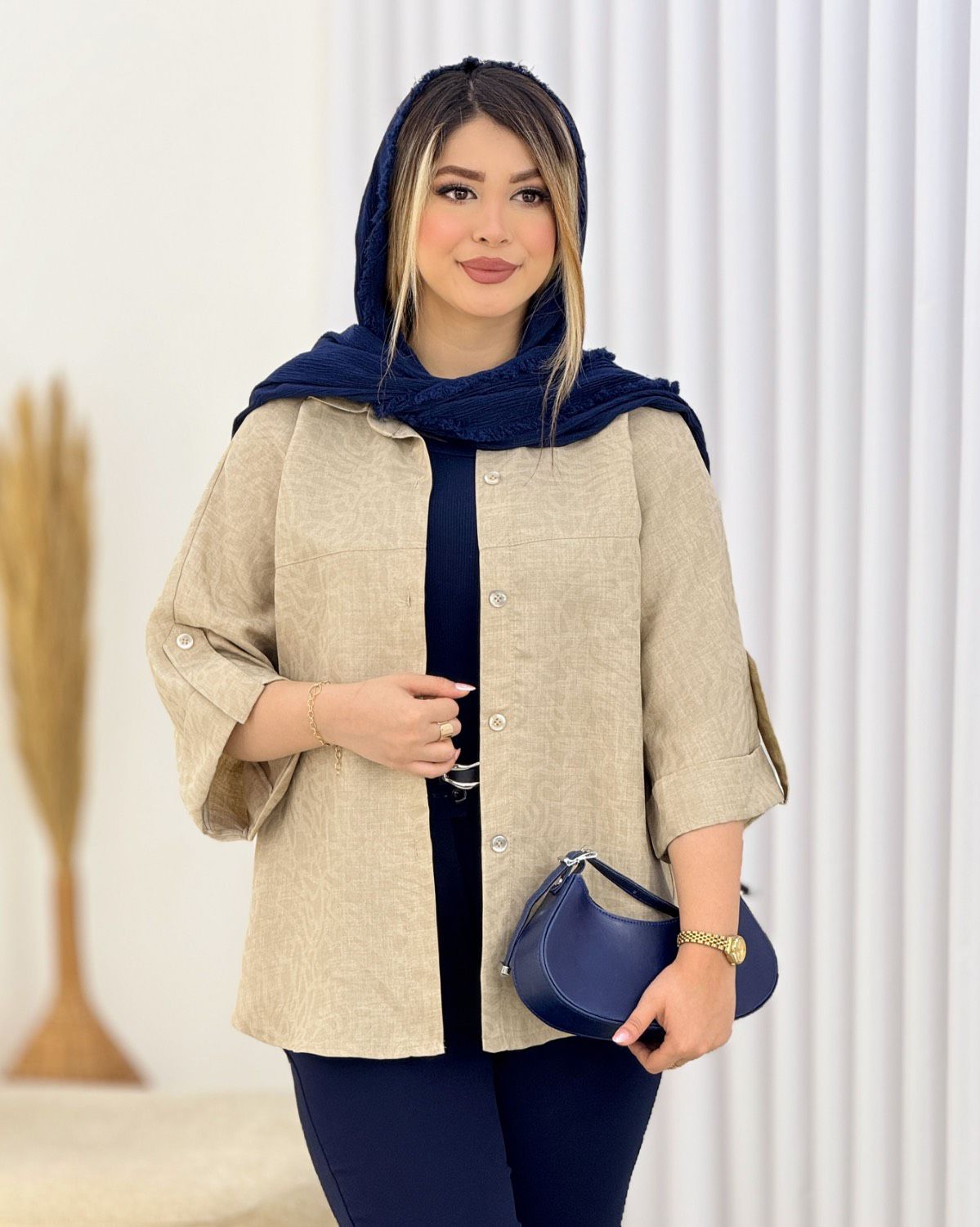 شومیز طرحدار آستین پاگون کد i748