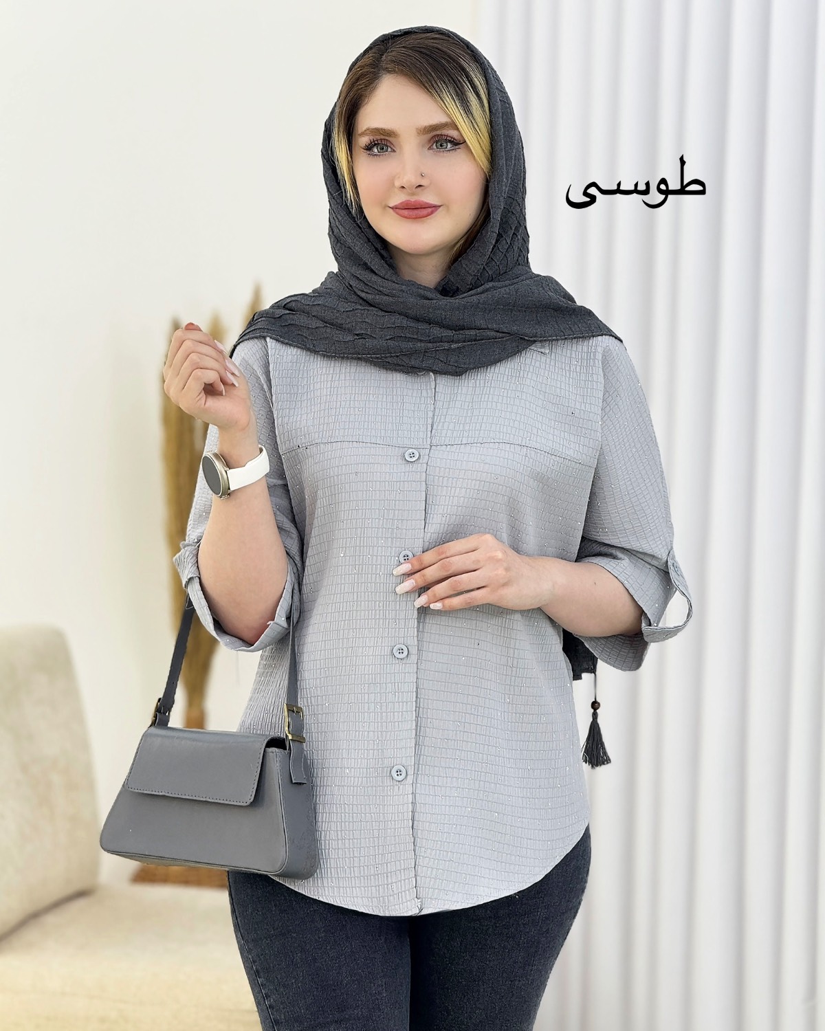شومیز نگینی پاگون‌دار کد i456