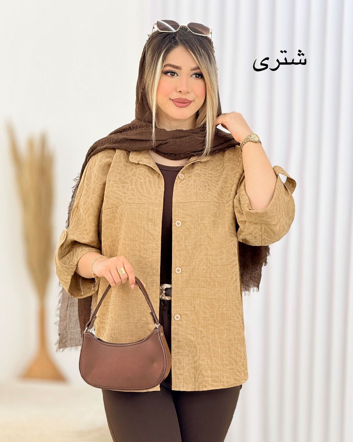 شومیز طرحدار آستین پاگون کد i748