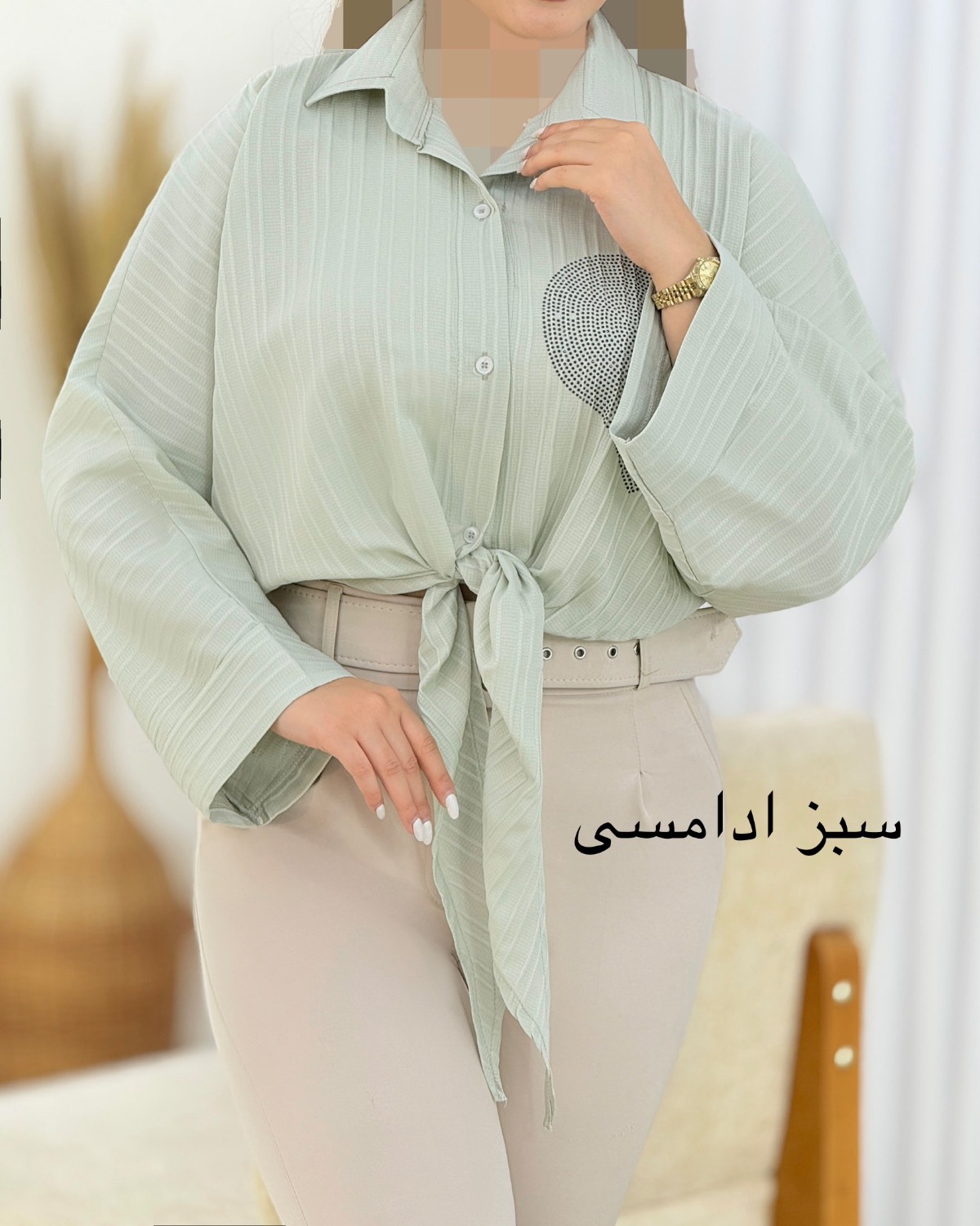شومیز جلو گره نگین دار کد i445