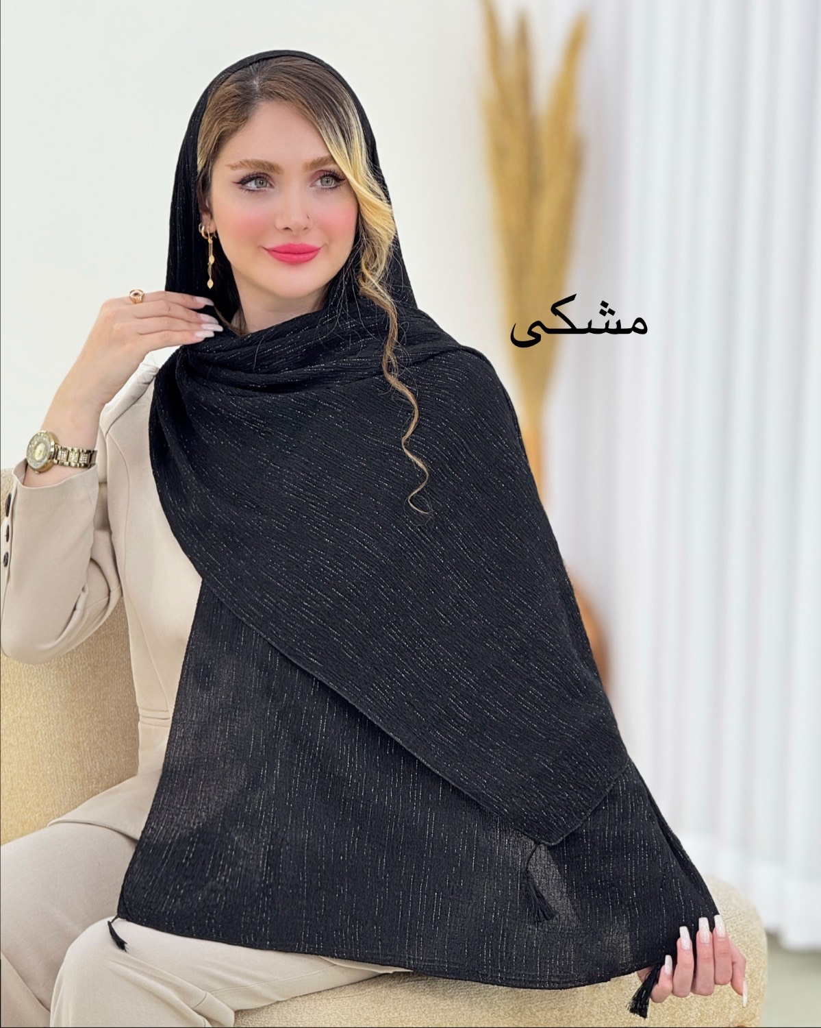 شال لمه دار رنگی کریشه کد i856