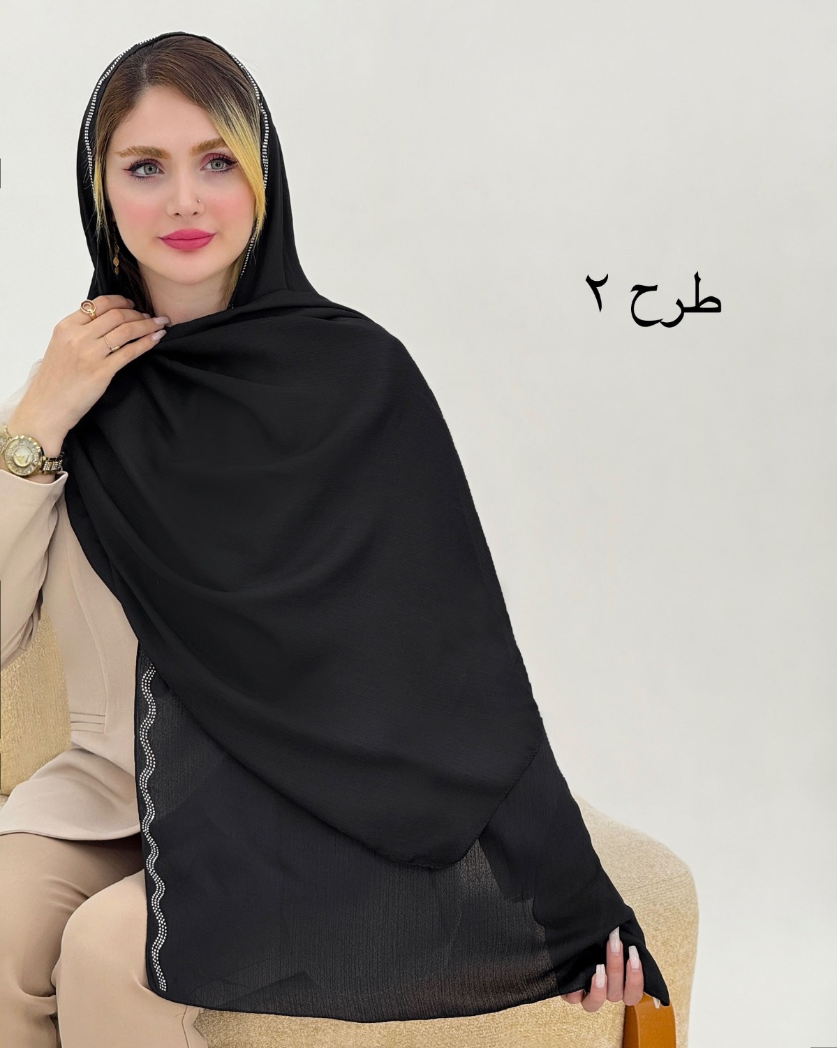 شال نگین دار نخی کریشه کد i853