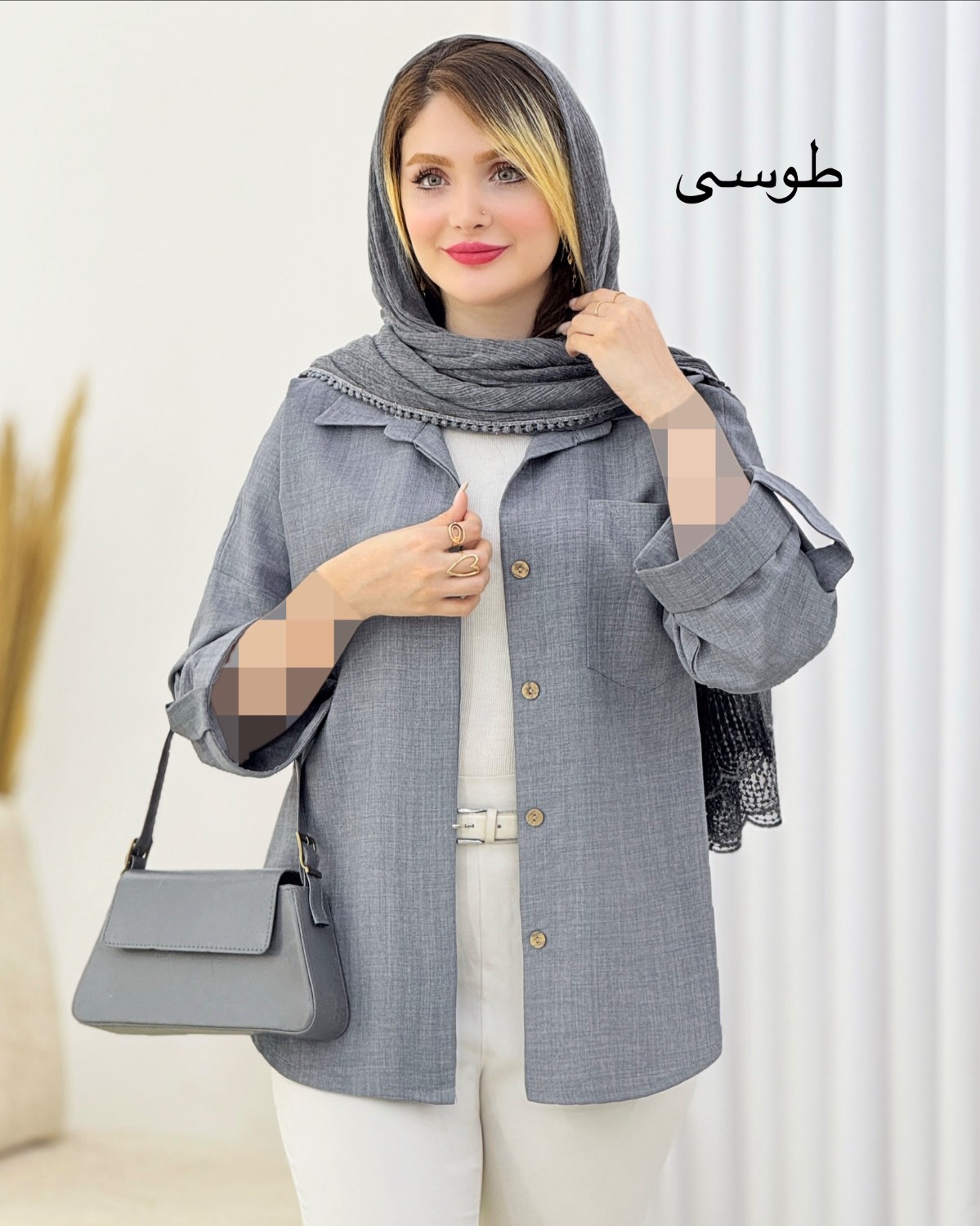 شومیز پشت دکمه شانتون ژاکارد کد i712
