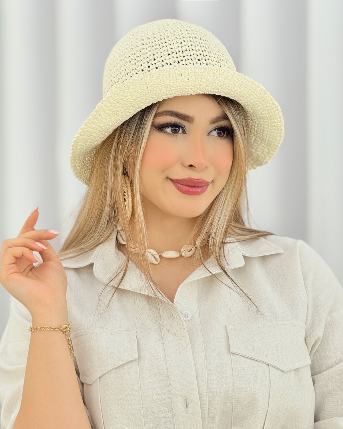 کلاه رافیا لبه کوتاه تابستانی کد i597
