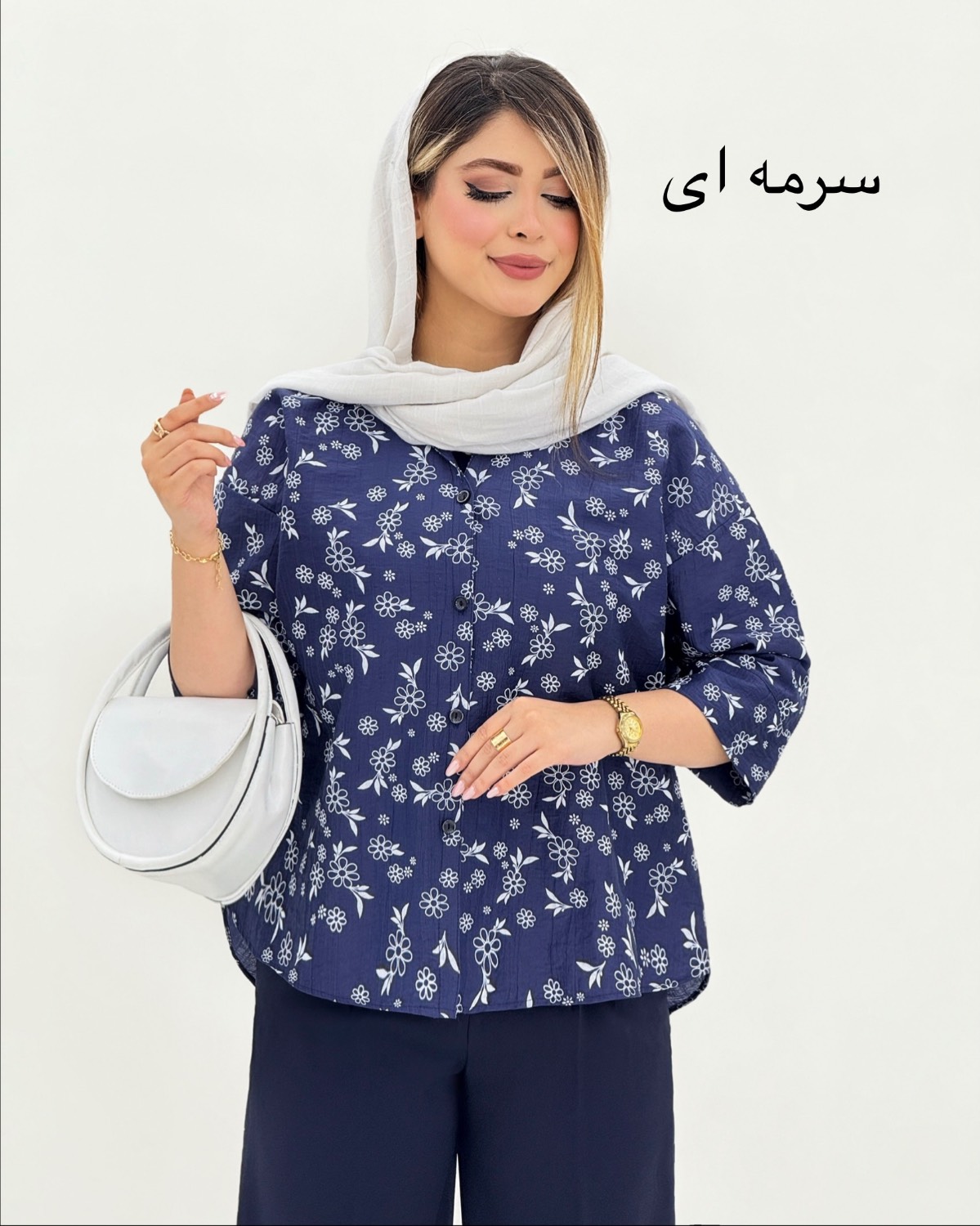 شومیز طرح گل پیگمنتی کد i805