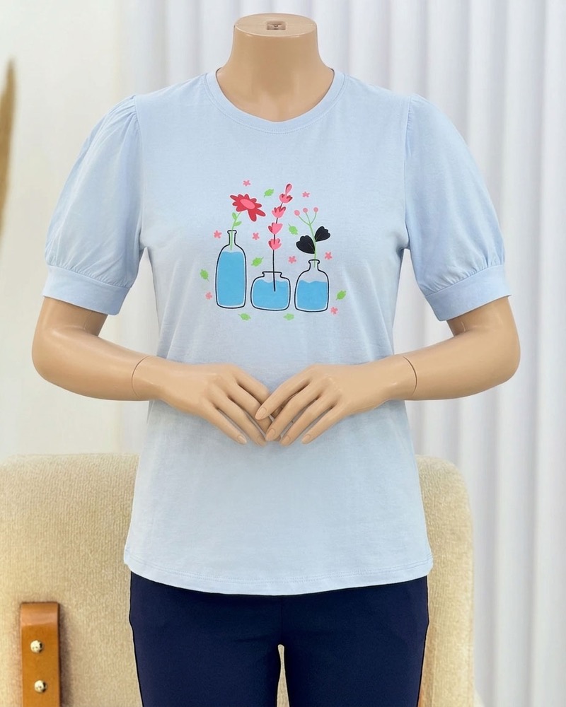 تیشرت چین‌دار طرح گل کد i666