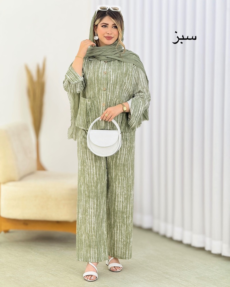 ست شومیز و شلوار گازوئیلی لینن کد i741