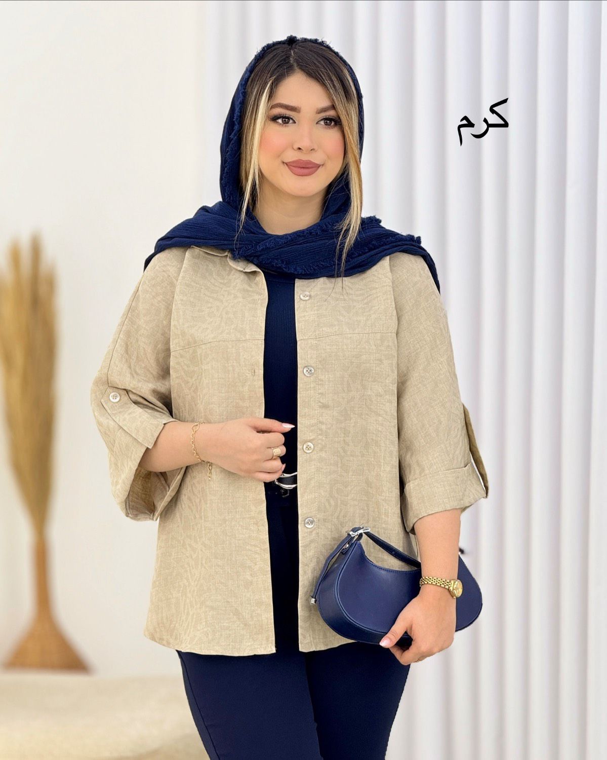 شومیز طرحدار آستین پاگون کد i748