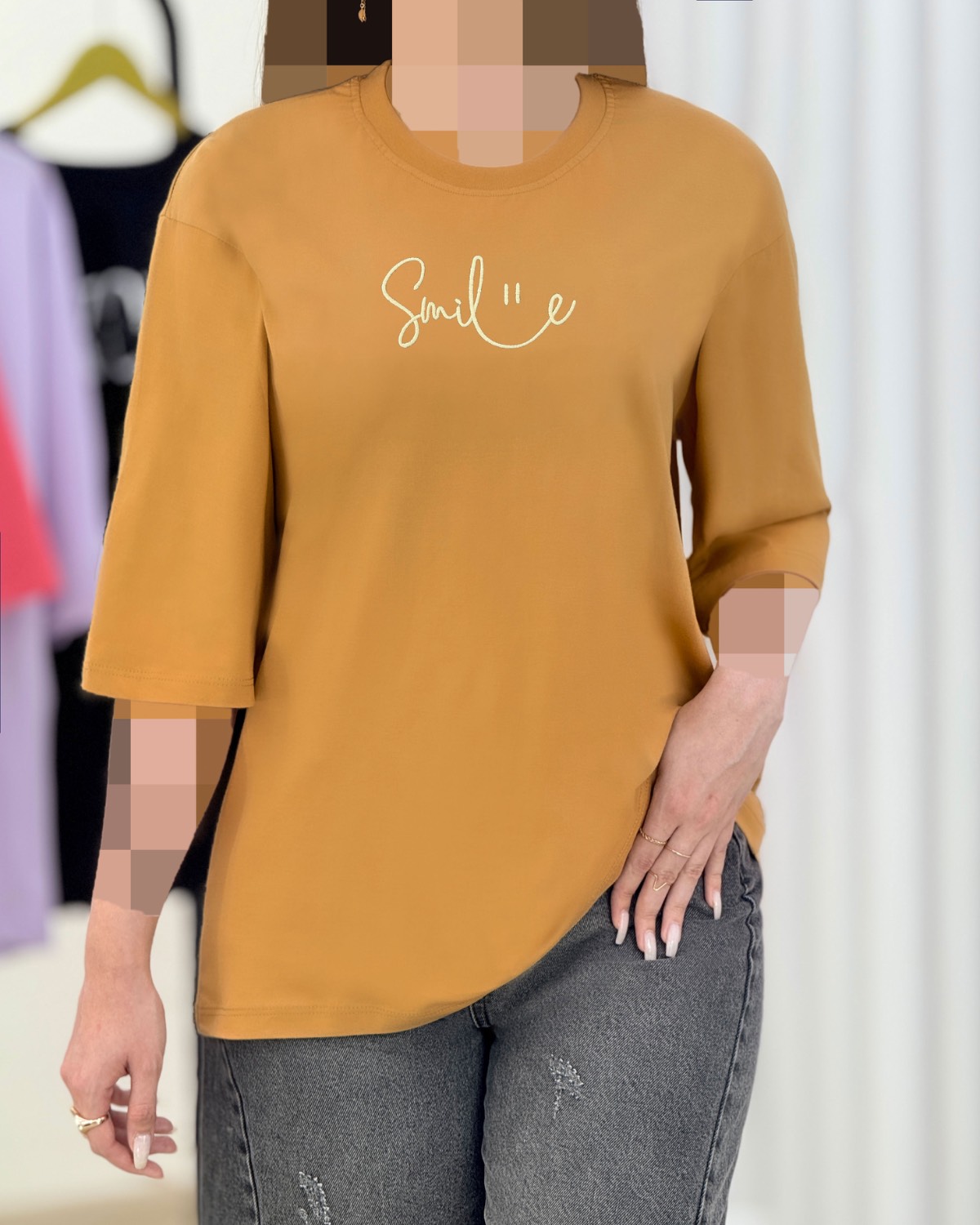 تیشرت باکسی جلو چاپ SMILE کد i750