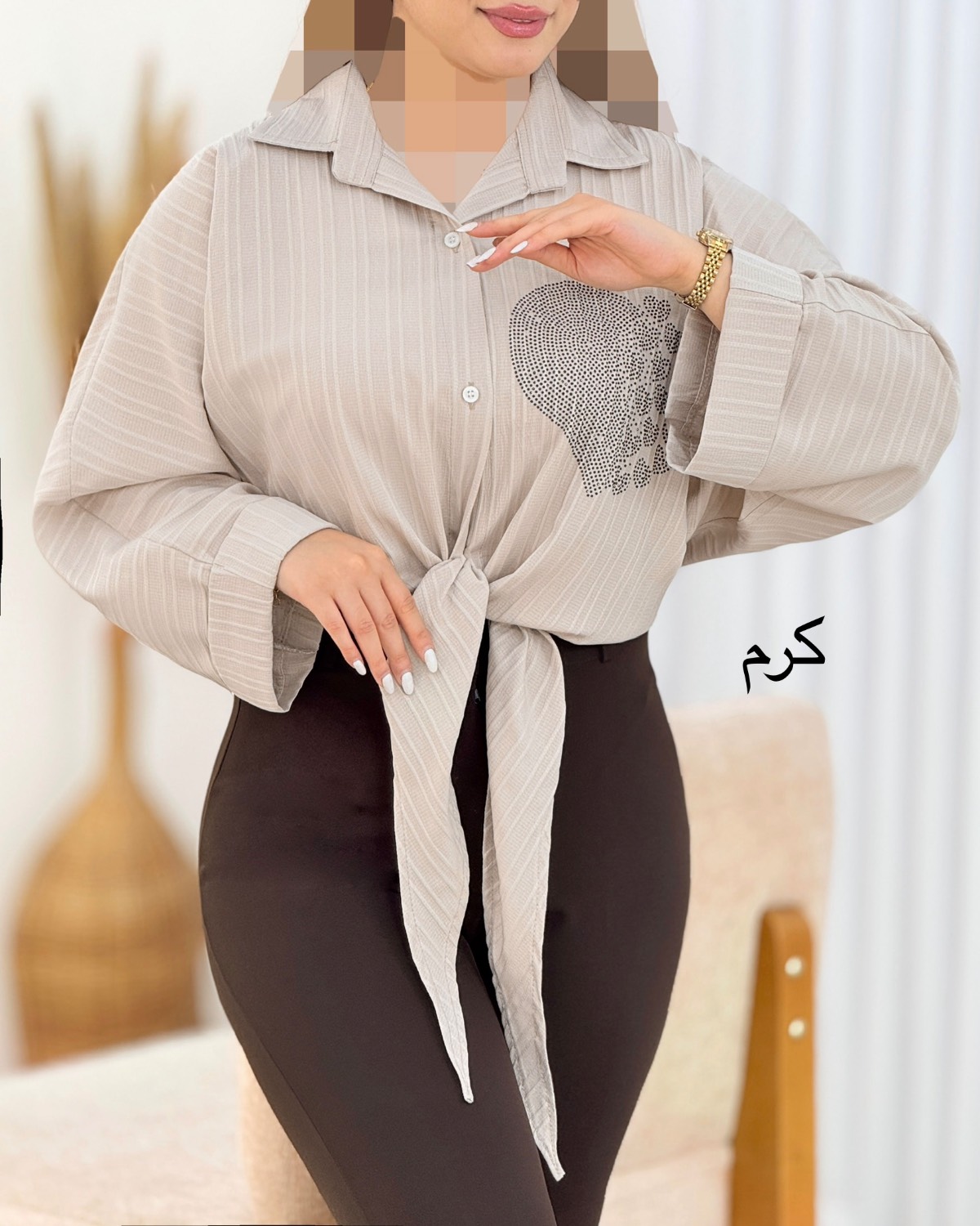 شومیز جلو گره نگین دار کد i445