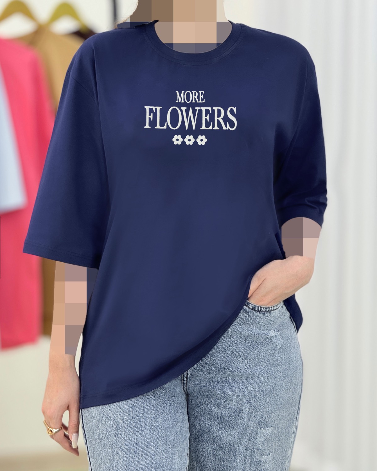 تیشرت باکسی نخ پنبه دخترانه کد i713