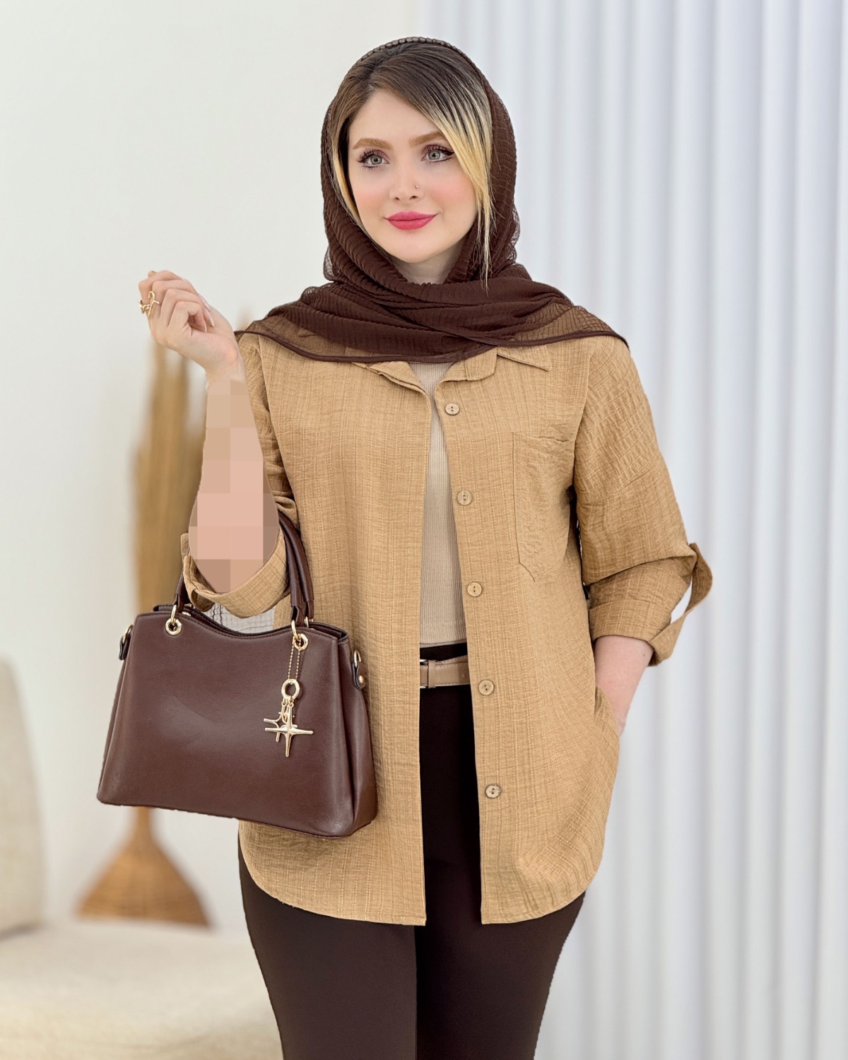 شومیز پشت دکمه شانتون ژاکارد کد i712