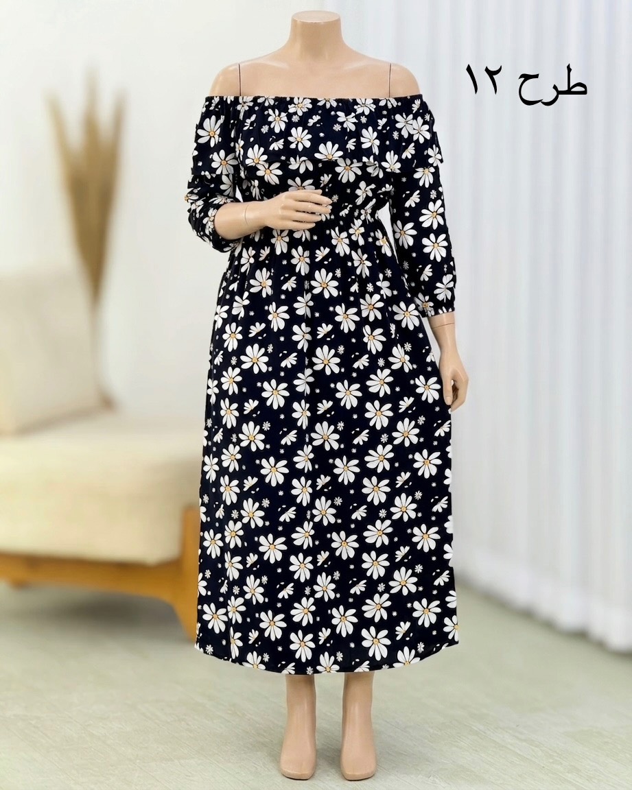 پیراهن ساحلی نخی کمر کش کد i357