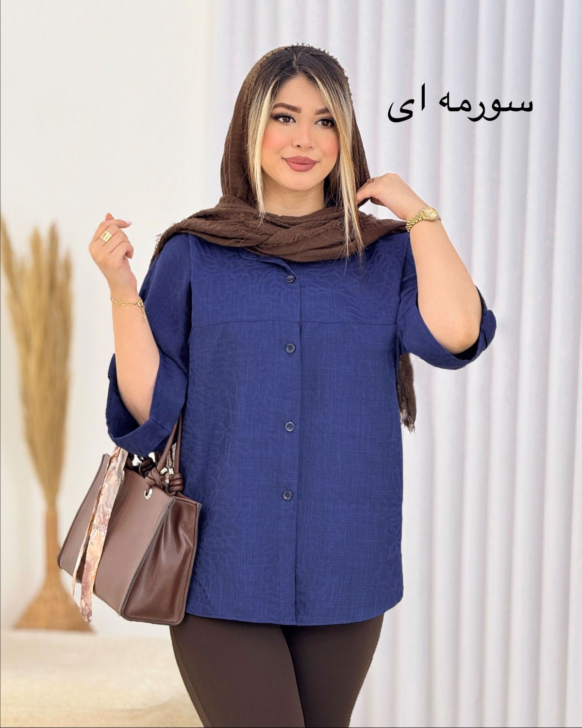 شومیز طرحدار آستین پاگون کد i748