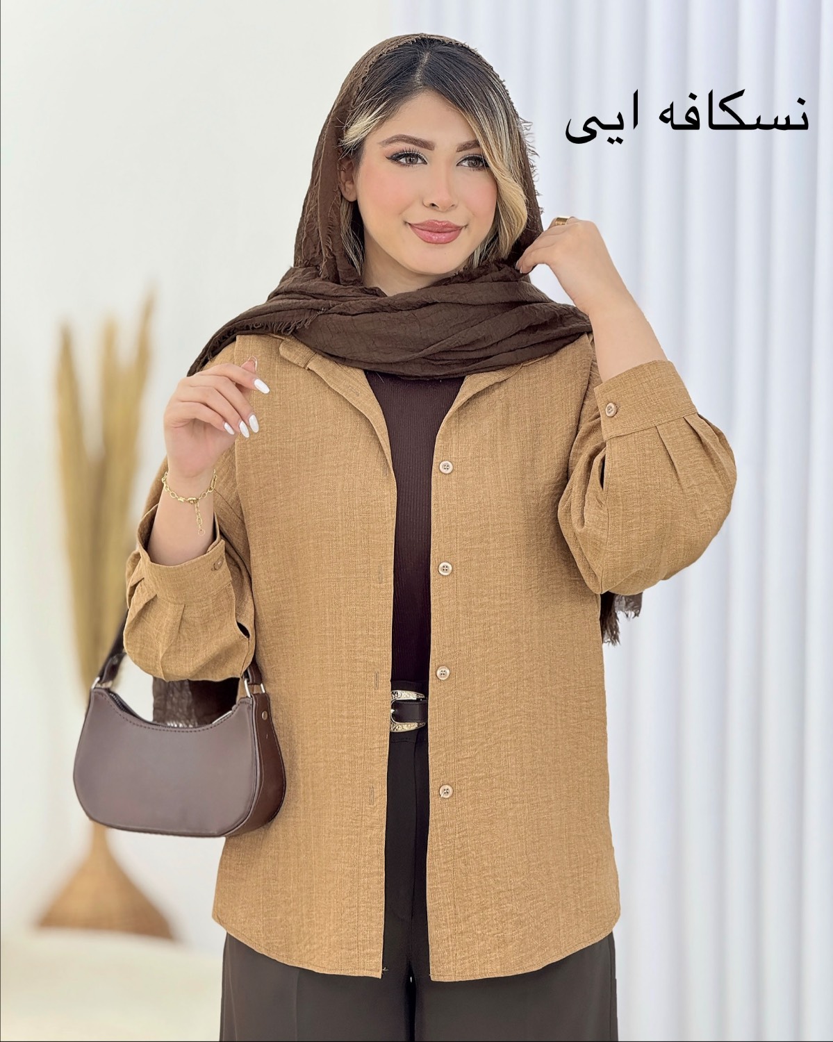 شومیز دکمه‌دار شانتون ژاکارد کد i667