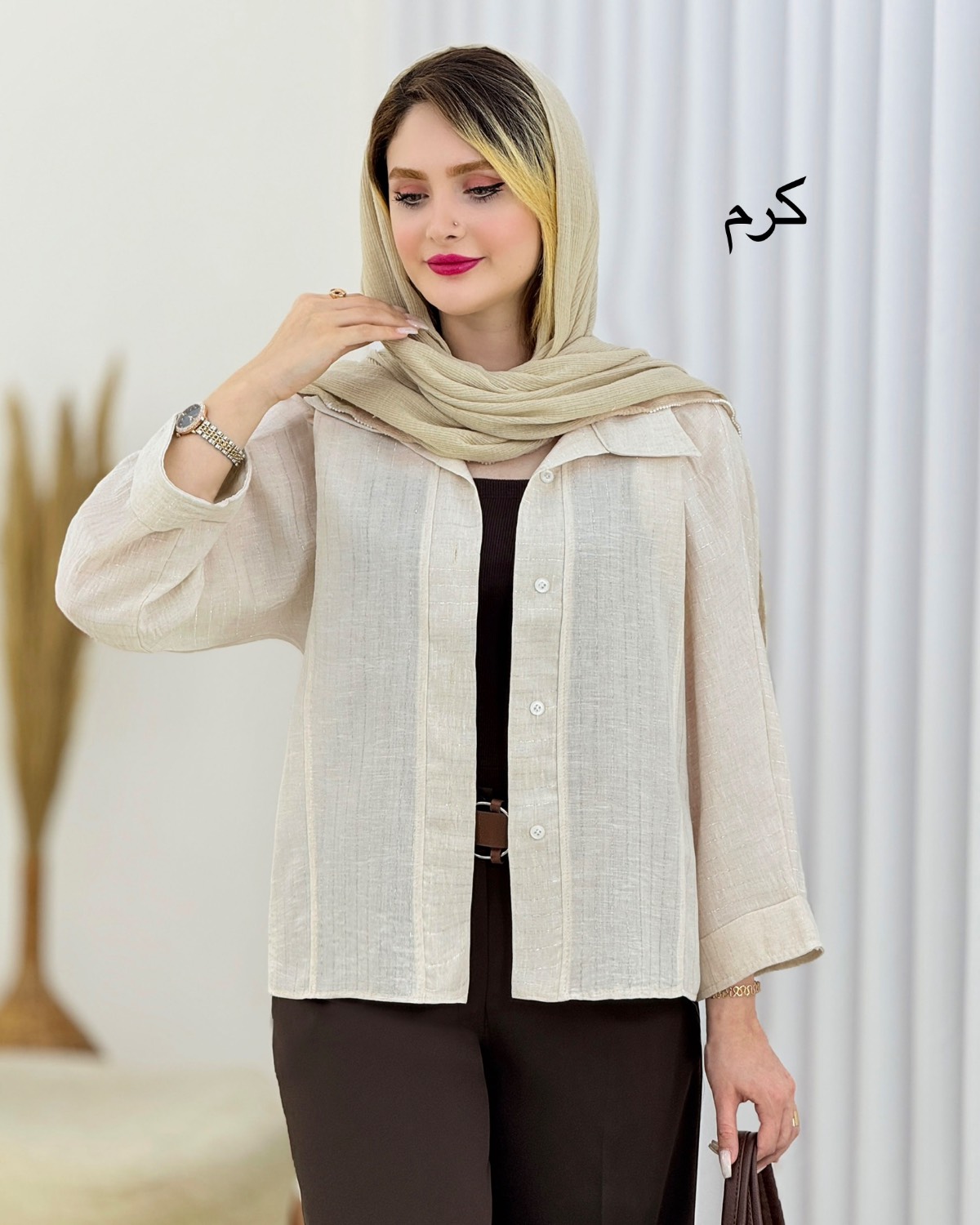 شومیز راه راه آستین پاکتی کد i806