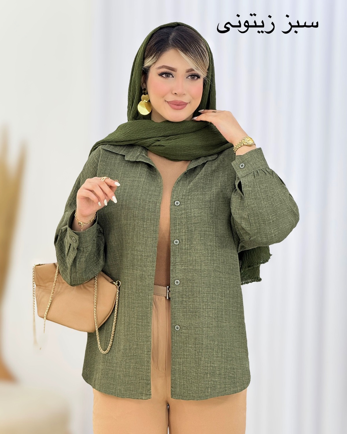 شومیز دکمه‌دار شانتون ژاکارد کد i667