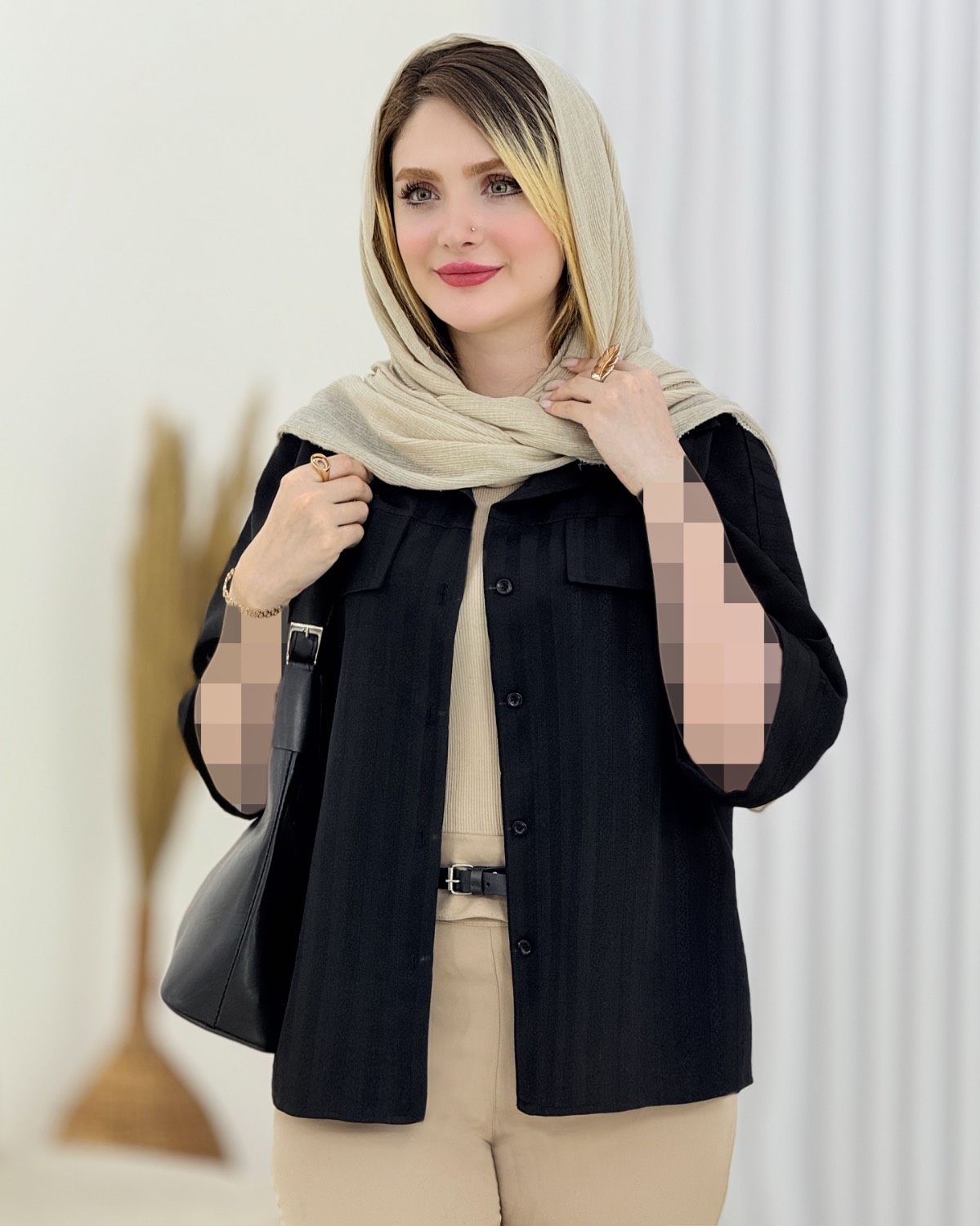 شومیز راه راه جیب نما کد i761
