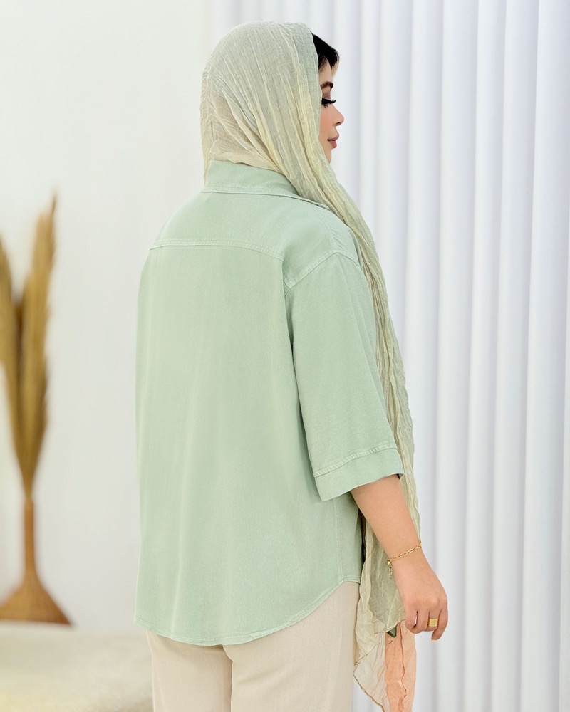 شومیز کتان سیلک هلال‌دار کد i464