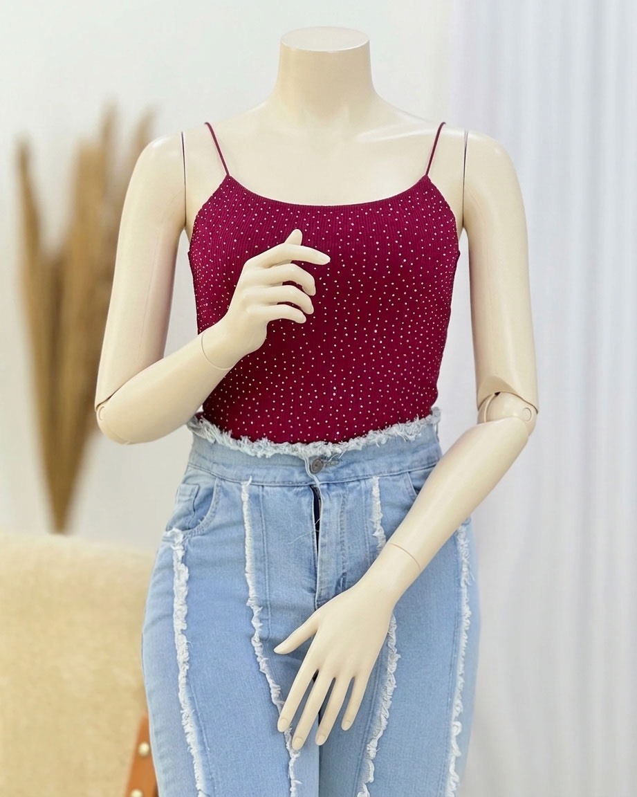 تاپ بند ماکارون نگین‌دار کد i619