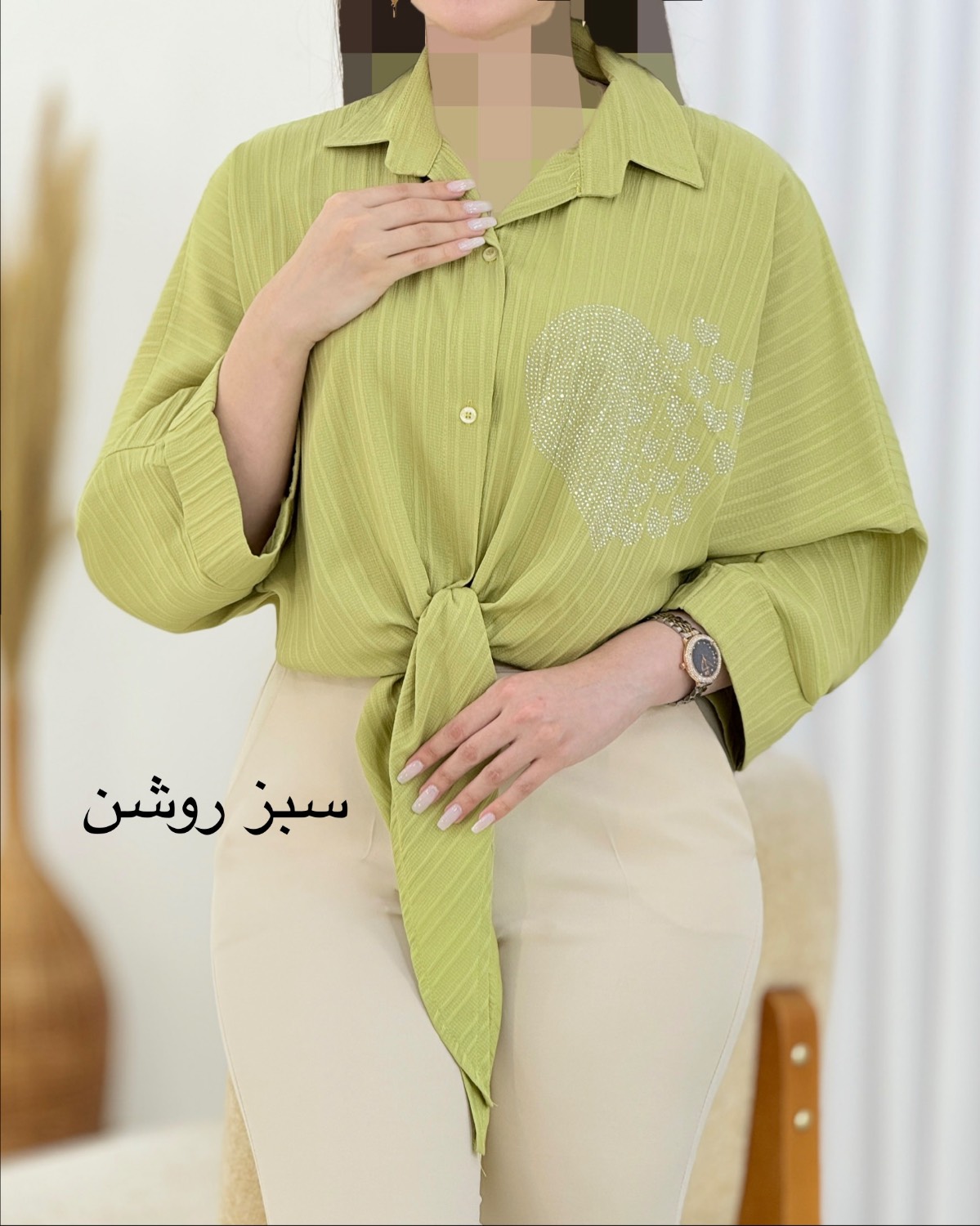 شومیز جلو گره نگین دار کد i445