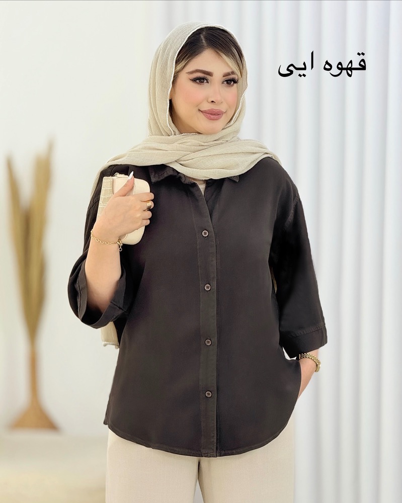 شومیز کتان سیلک هلال‌دار کد i464
