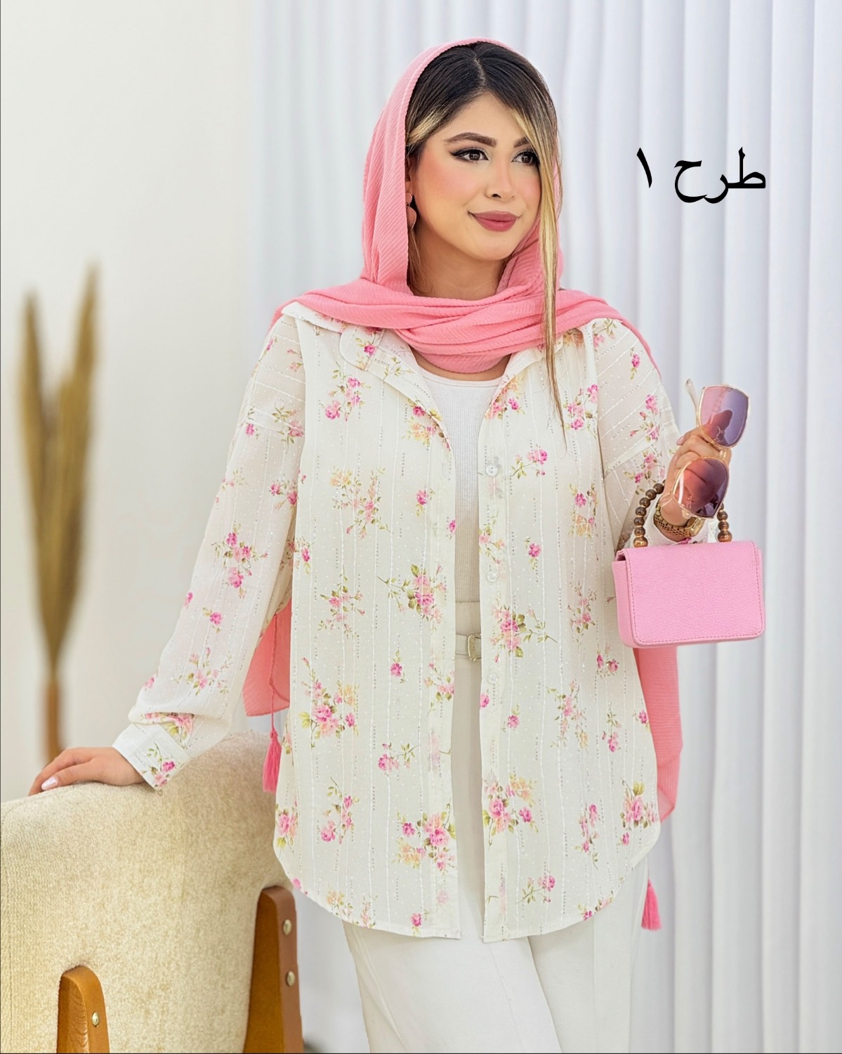 شومیز نگینی طرح گل کد i807