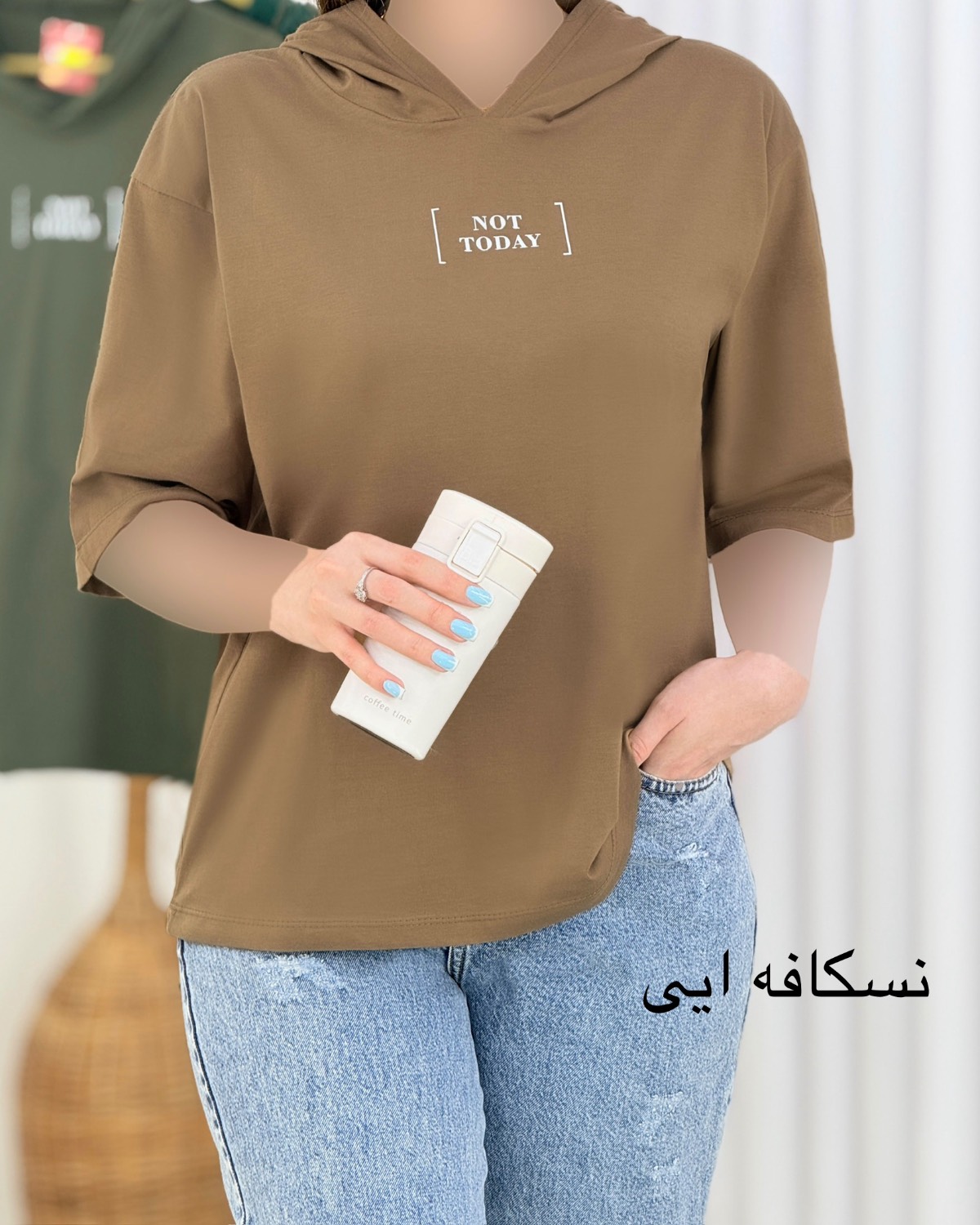 تیشرت باکسی کلاه‌دار کد i416