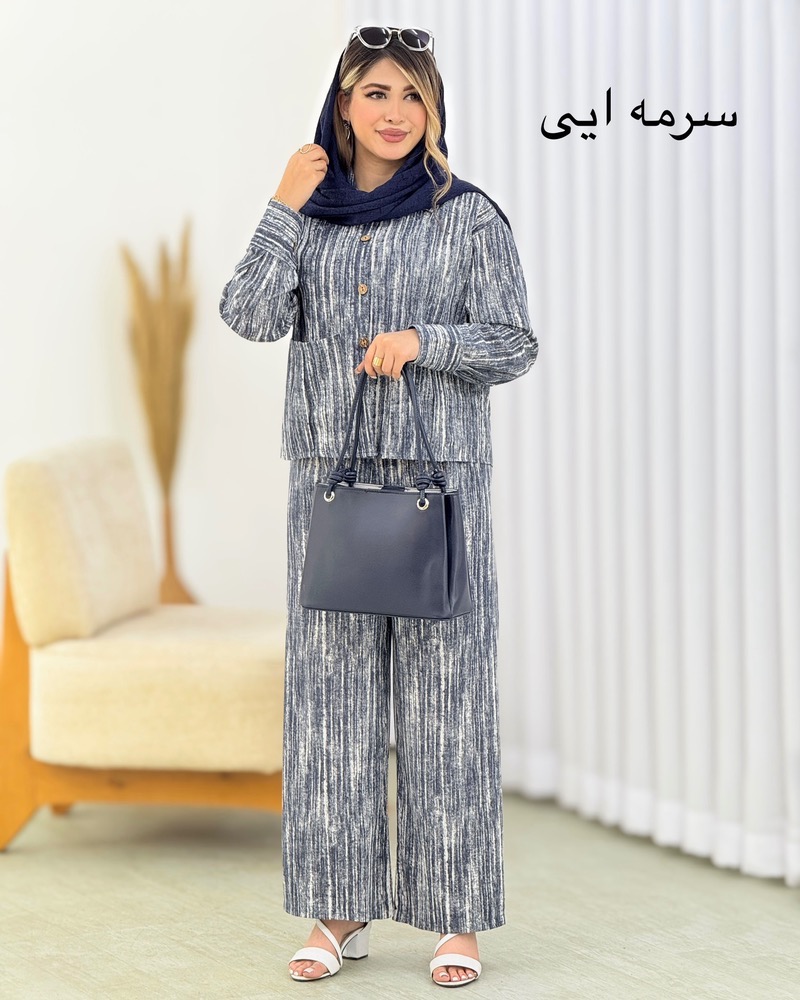 ست شومیز و شلوار گازوئیلی لینن کد i741