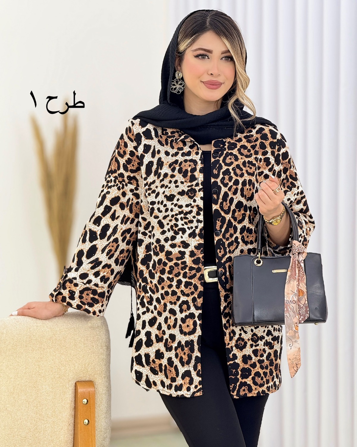 شومیز پلنگی نگین‌دار کد i733