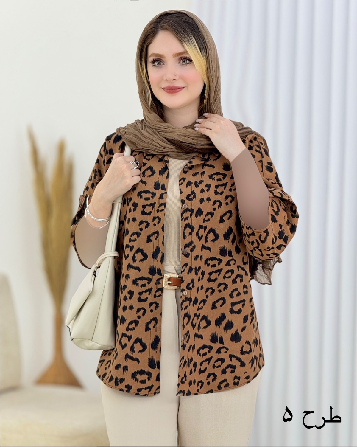 شومیز ینزی پلنگی پاگون‌دار کد i773