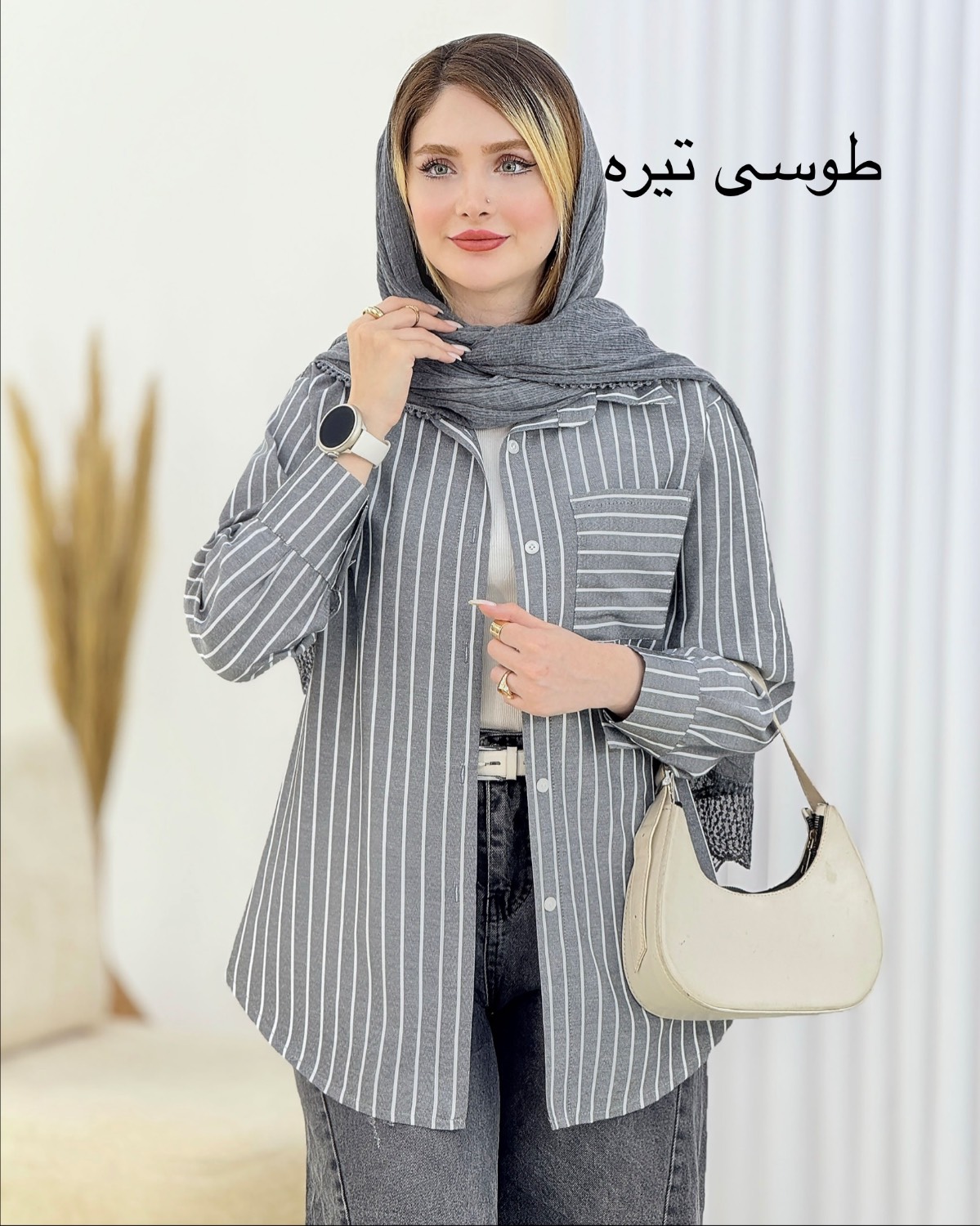 مانتو راه راه درشت کد I719