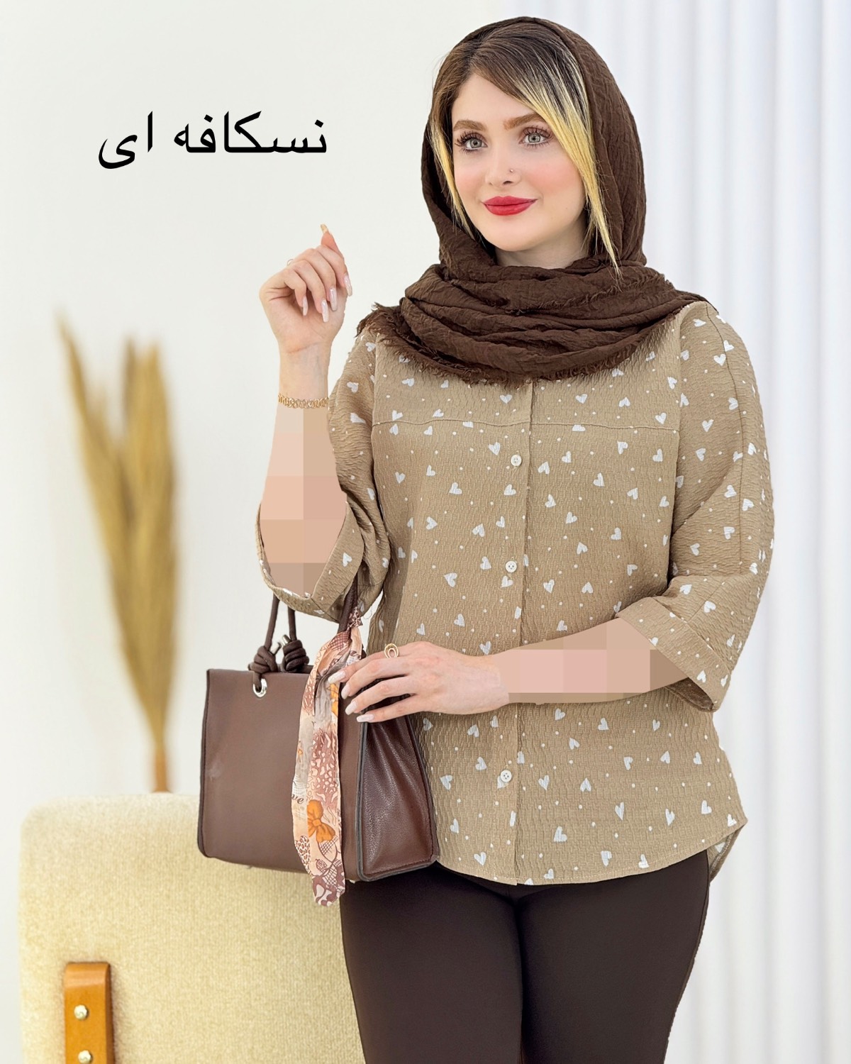 شومیز آستین پاکتی طرح قلب کد i762