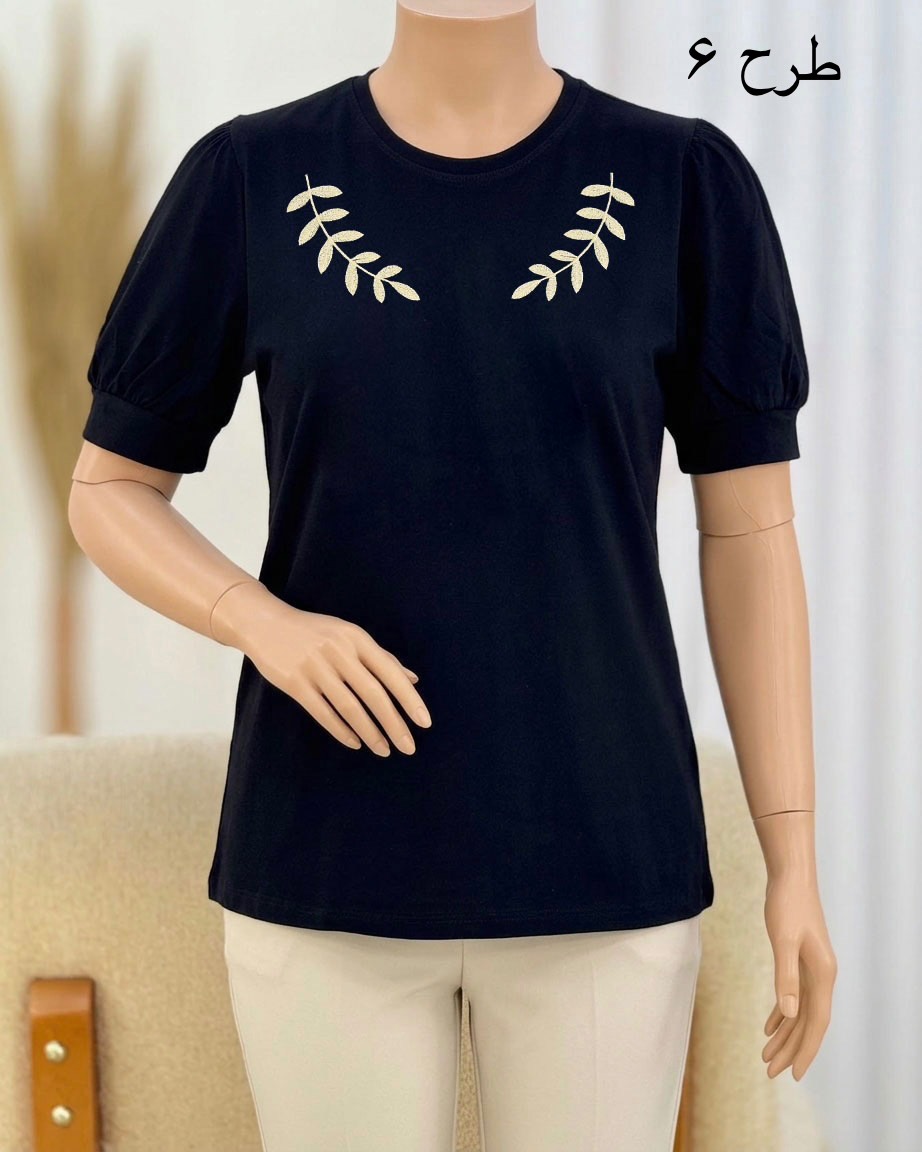 تیشرت گلدوزی طرح برگ کد i751