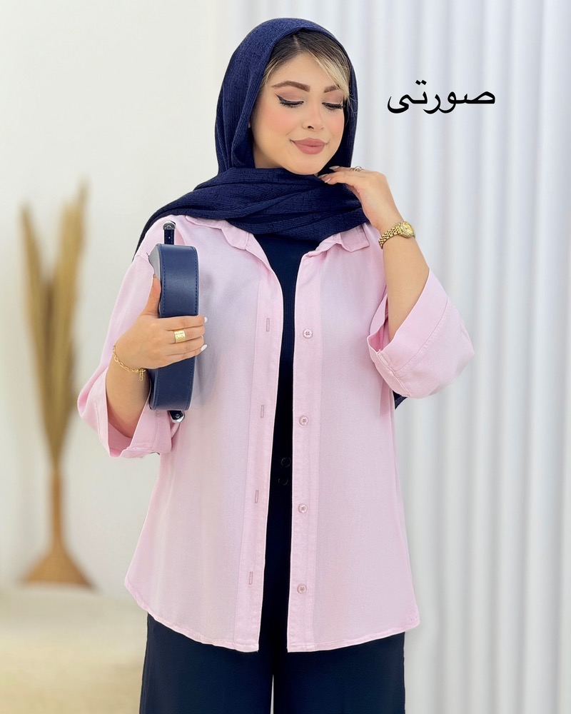 شومیز کتان سیلک هلال‌دار کد i464