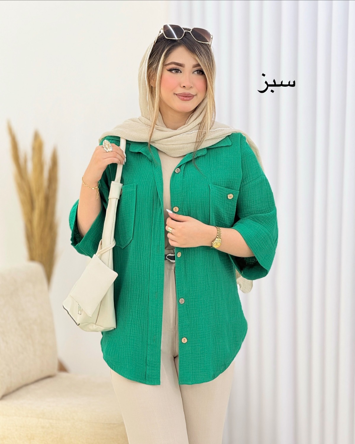 شومیز رنگی جلو جیب کد I715
