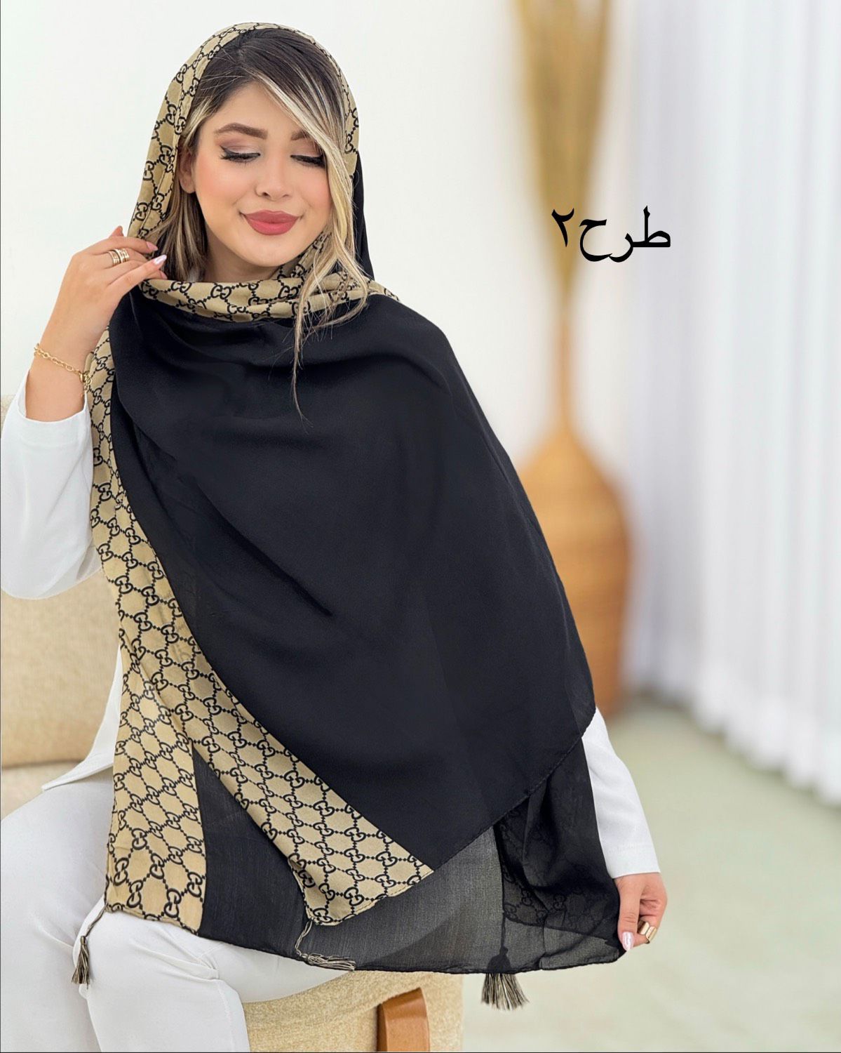 شال نخی ترکیبی طرحدار کد i641