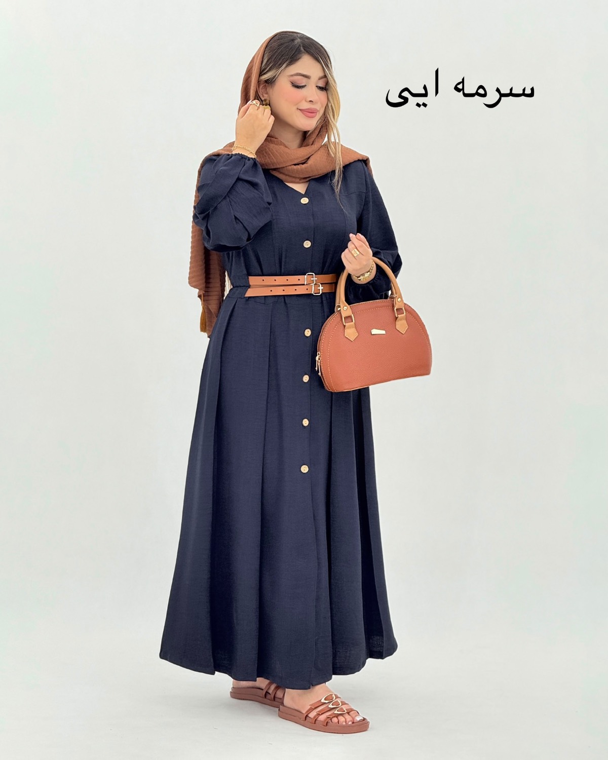 پیراهن شانتون بلند دو کمربندی  کد i871